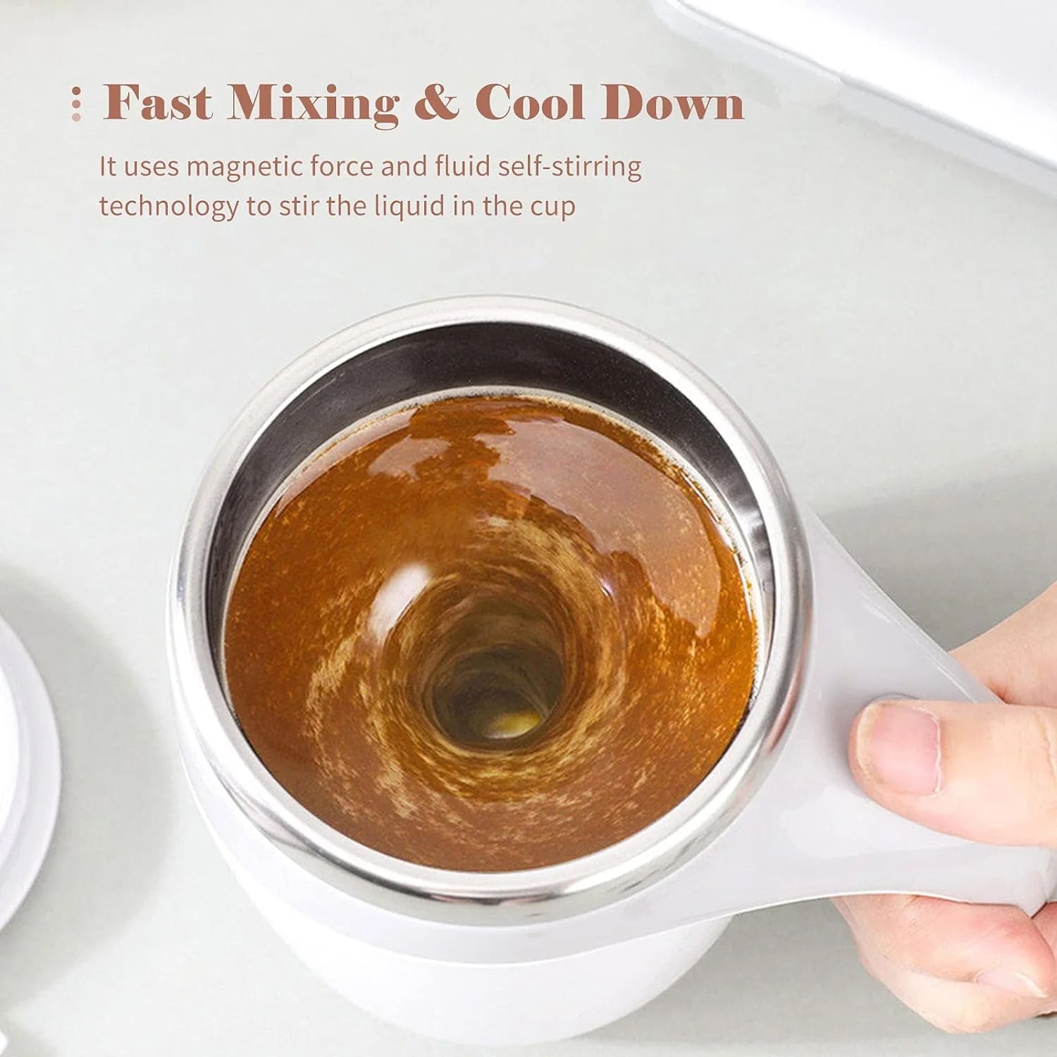 Stirring Coffee Mug | Magnetic Stirring Coffee Cup | Stainless Steel Mug for Milk | Travel Mixing Cup | Self Stirring Coffee Mug, Suitable for Coffee / Milk / Hot Chocolat | Battery Operated ( Battery Not Included) - Shopmania Wholesale