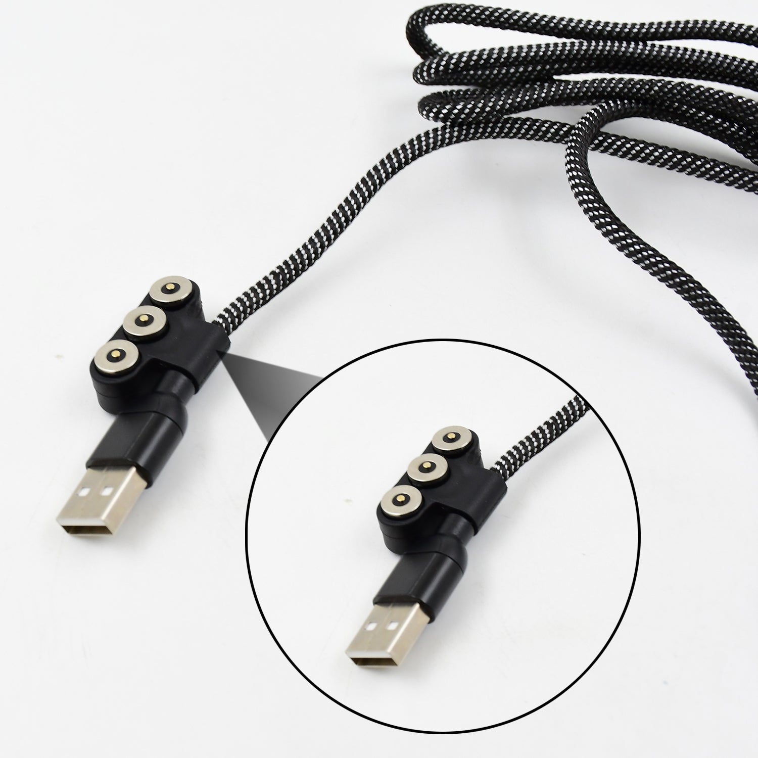3 in 1 Magnetic USB Charging Cable | USB-c Android and Lightning with Extra Protecting Nylon| Strong Magnetic Cable with Full Rotation Support Fast Charging your brand