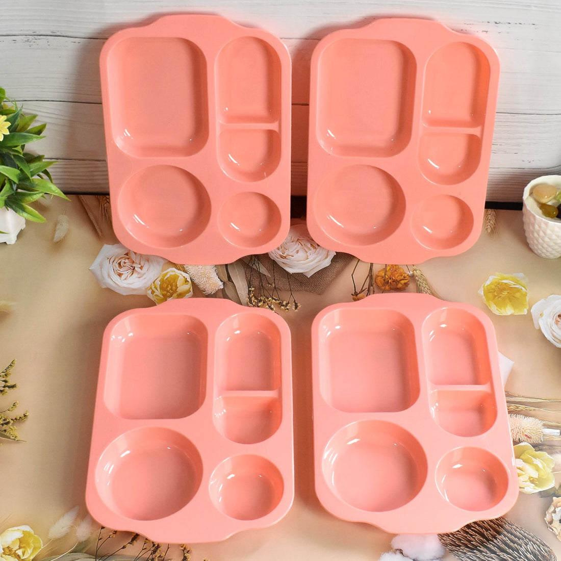 Unbreakable Plastic Food Plates / Biodegradable 5 Compartment Square Plate for Food - Shopmania Wholesale