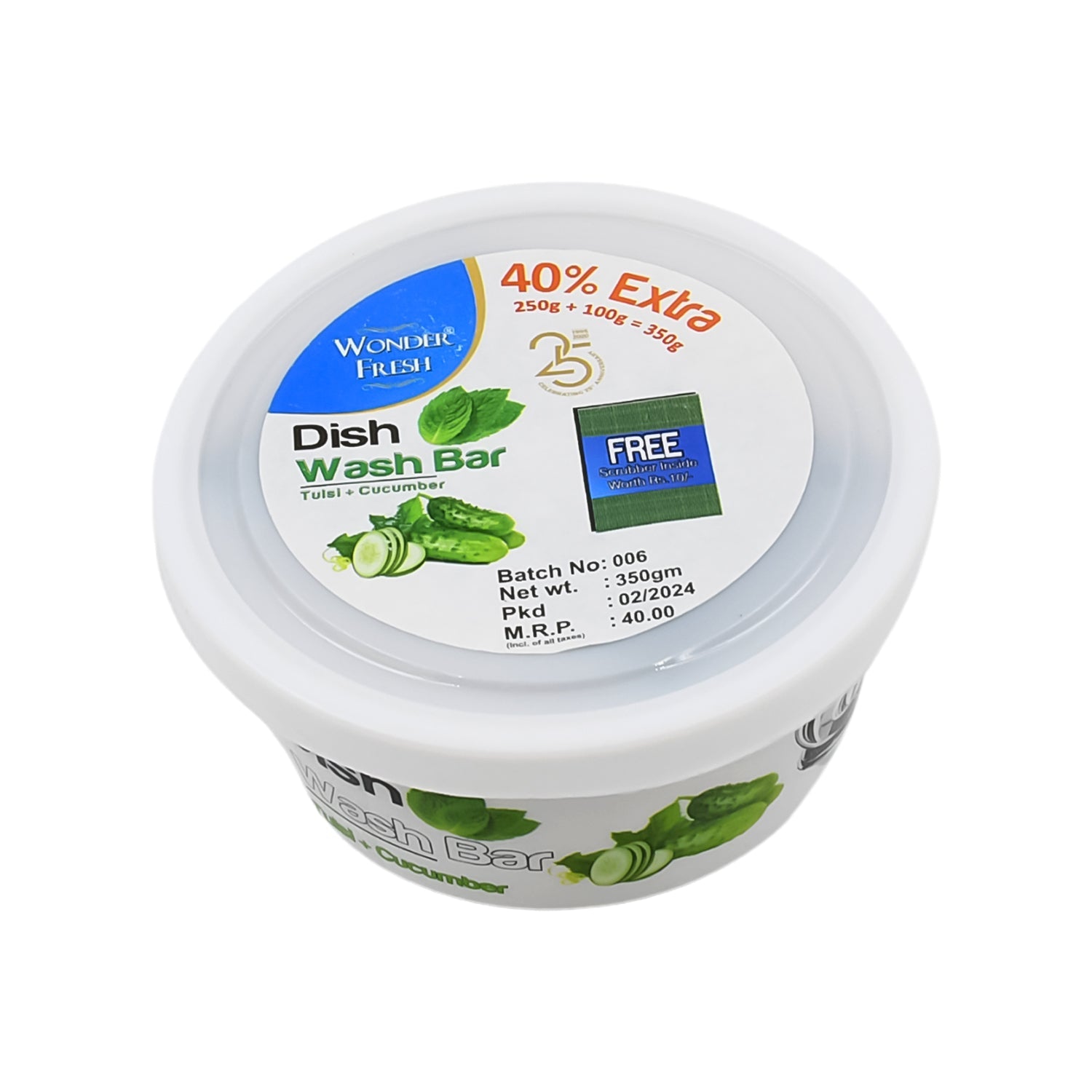 Fresh Mix Flavor Round Dishwash Bar With Super Scrubber Free Complete Dishwashing Solution, Tough Stains Remover (350 Gm) - Shopmania Wholesale