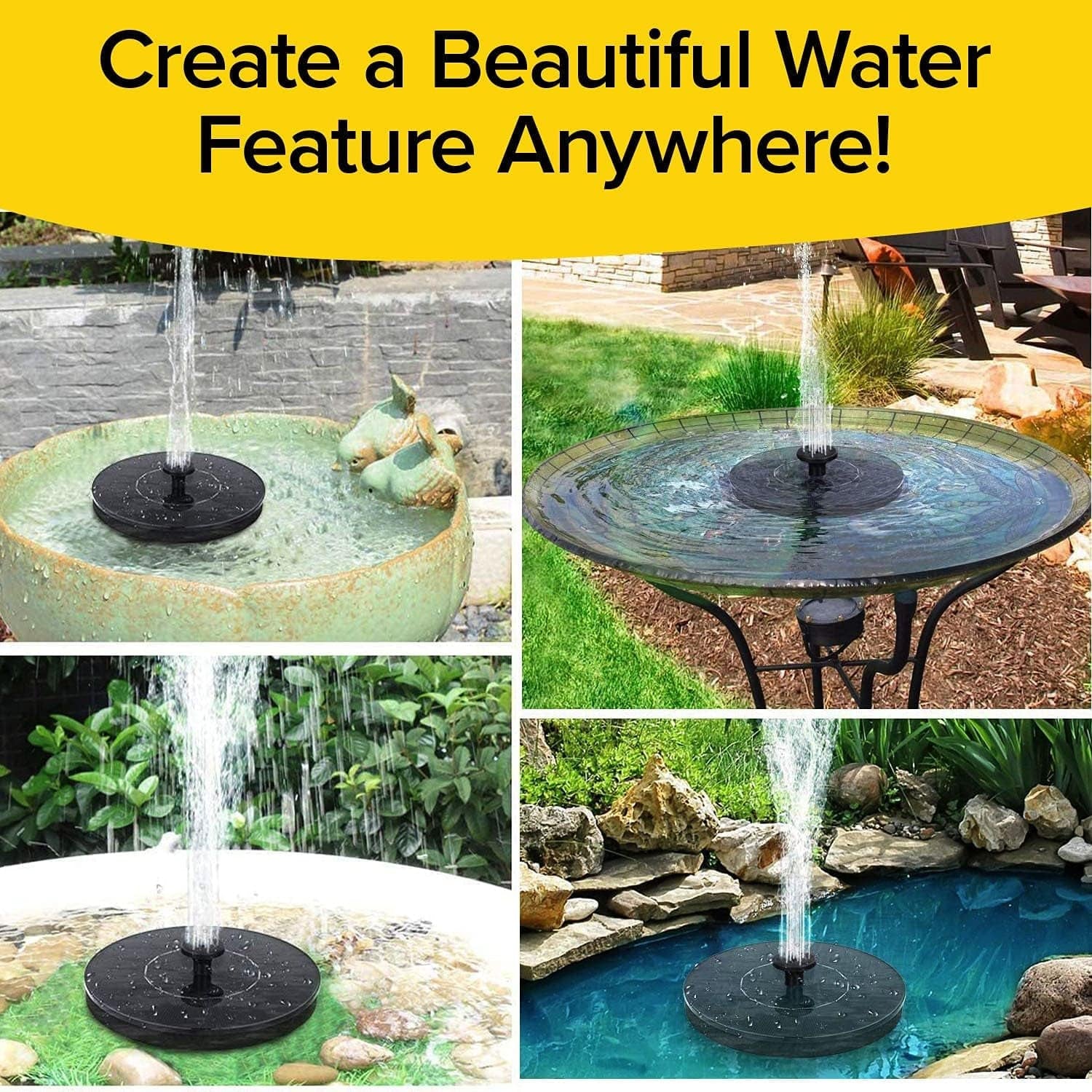Fast Fountain by Pocket Hose - Solar-Powered - Instantly Adds a Water Feature Virtually Anywhere - 5 Spray Modes - No Installation or Batteries Required - Great for Bird Baths, Pools, Pond & More (1 Pc) - Shopmania Wholesale
