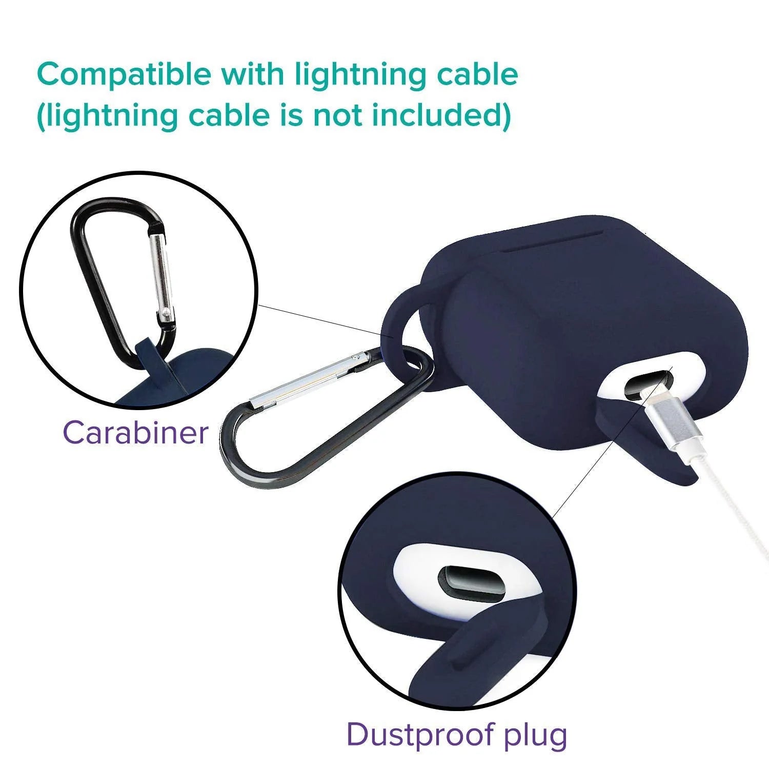 Silicone Shockproof Protection Wireless Headphones Carrying Box Cover with Metal Keychain your brand