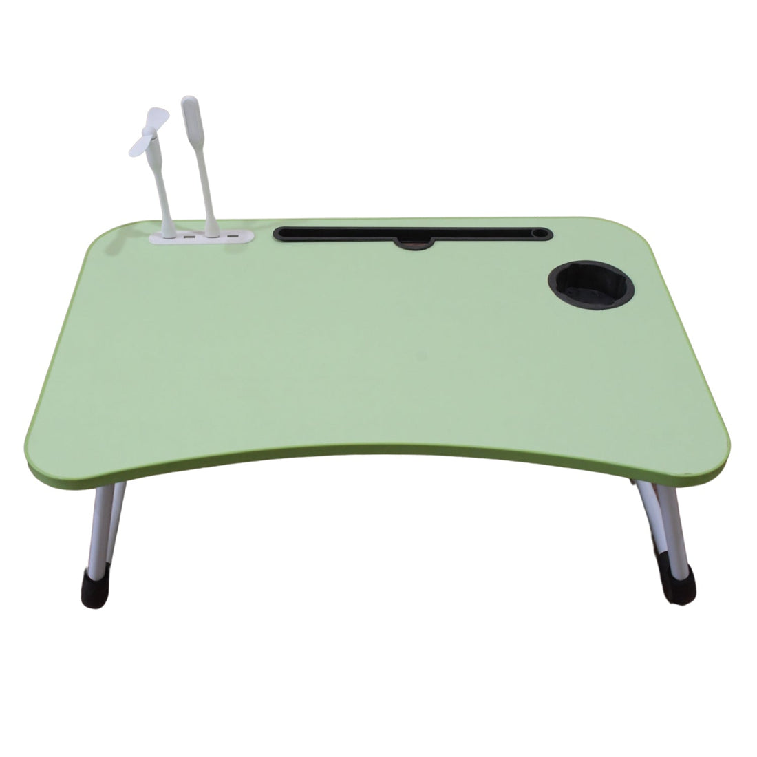 MultiPurpose Study Table Foldable Portable Notebook Bed Lap Desk Tray Stand Reading Holder with Coffee Cup Slot, Drawer, Fan, USB Cable & Light for Breakfast, Reading & Movie Watching (1 Pc Mix Color) your brand