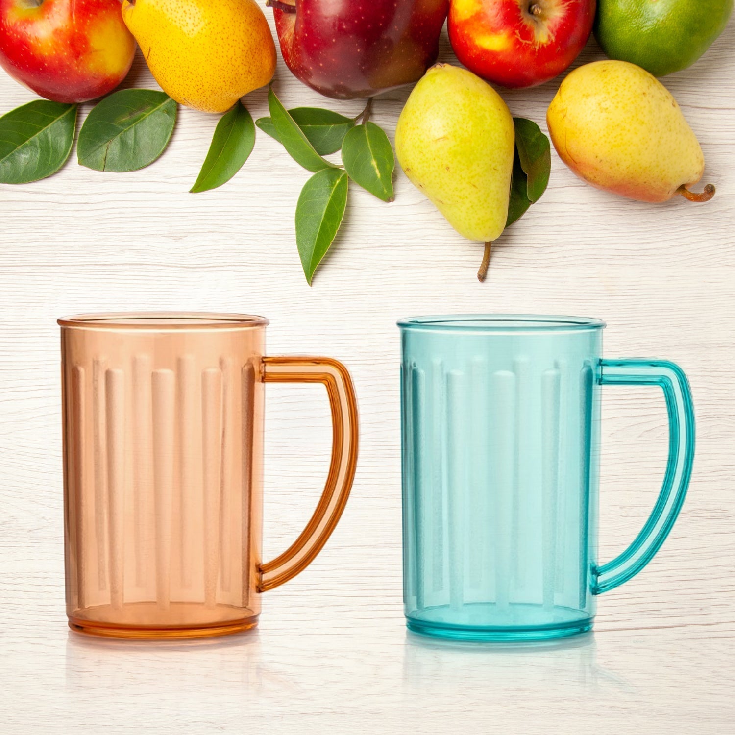 Stylish Juice Glass With Handle, Water Glass, Beer Glass, Milk Shake Glass, Multipurpose Glass Plastic Beer Mug, Unbreakable Beer Tasting Glasses, Clear Juice Glasses Suitable for Kids (2 pc) your brand