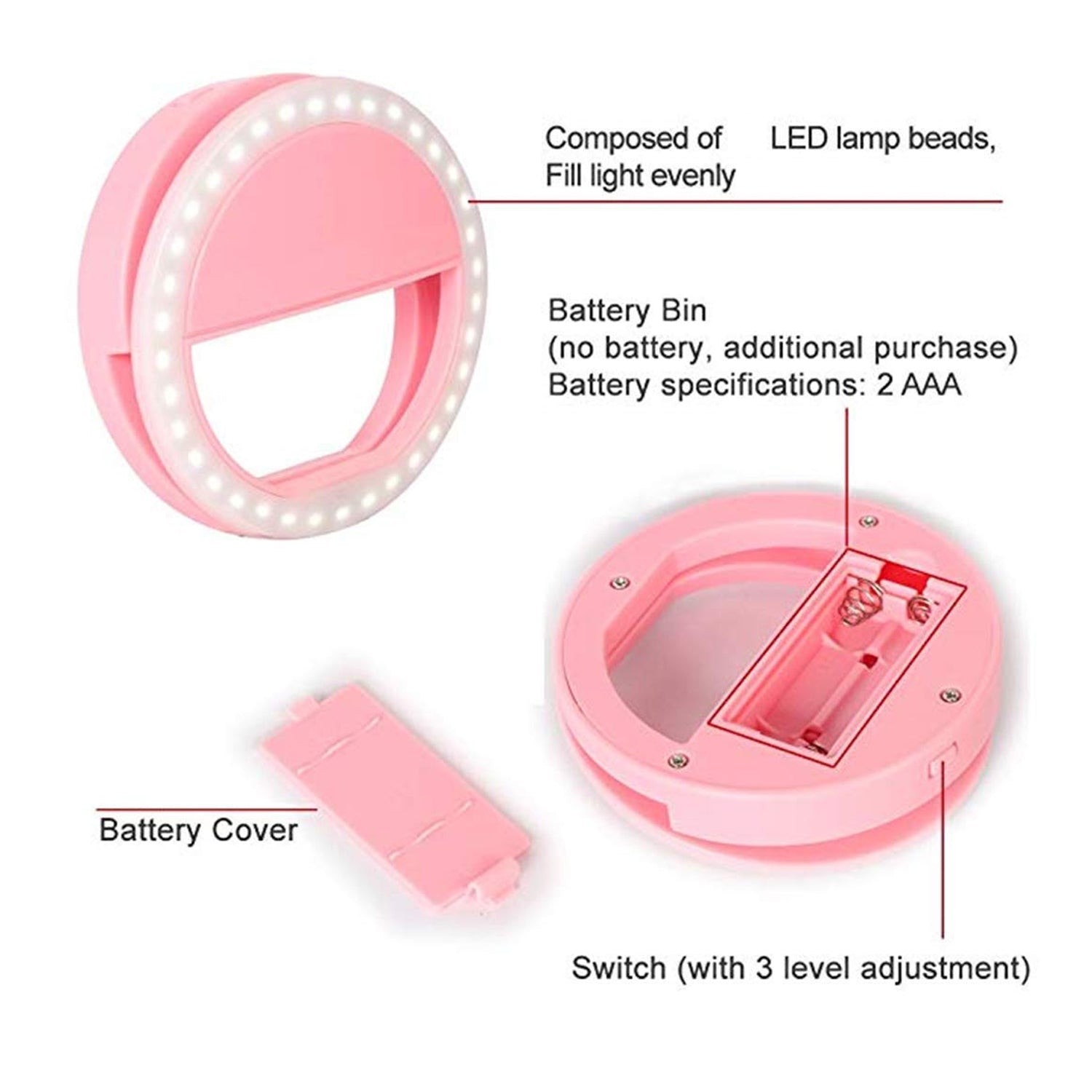 Phone Selfie Light Selfie Ring Light Selfie Light for Smartphone Selfie Light for Phone Battery Operated Selfie Ring Light (Battery Not Included) your brand
