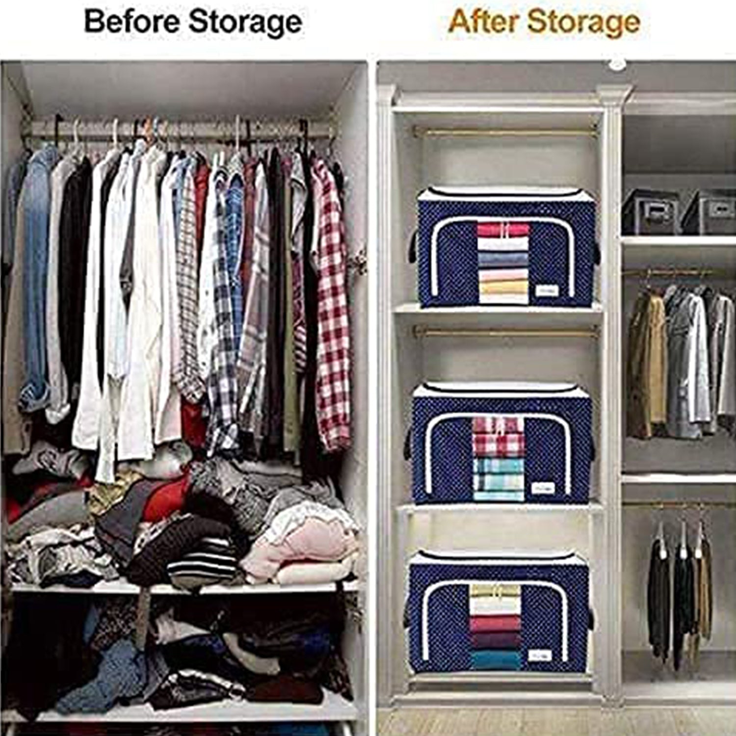 Foldable Steel Frame Clothes Living Storage Organizer Handled Bag your brand