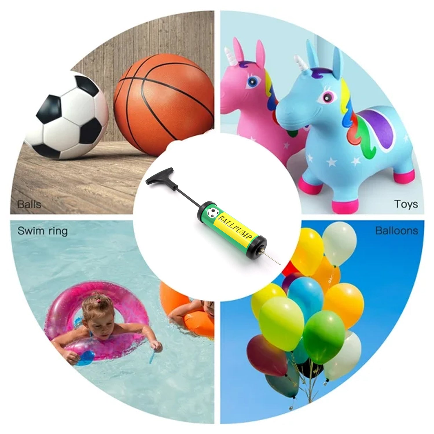 Inflator Air Ball Pump Soft Bouncing Ball Development Kids Toy, Sports Plastic Pump for Soccer, Basketball, Football, Volleyball Ball (17 Cm) - Shopmania Wholesale