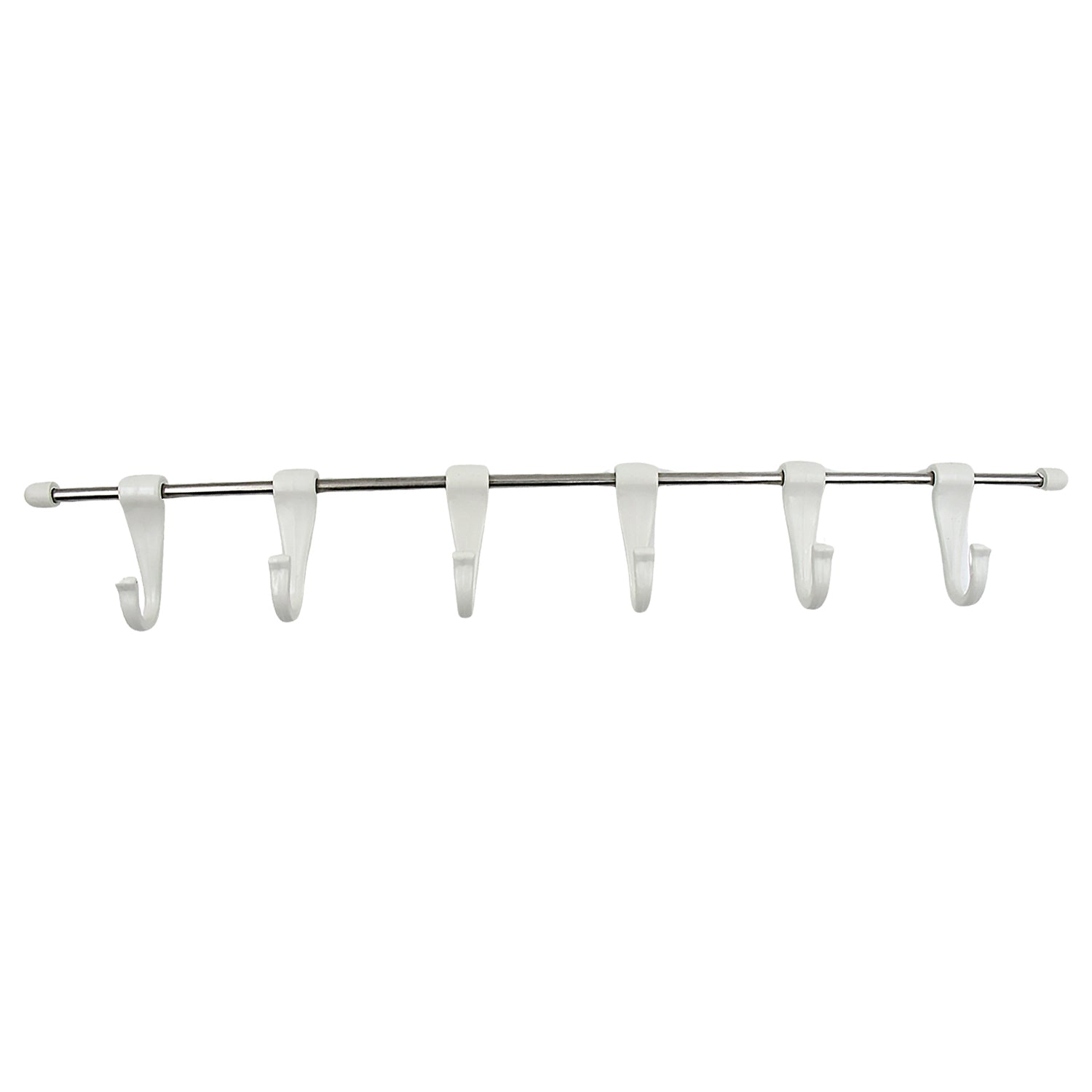 Stainless Steel Utensil Hanger Rail Nail Free Wall Mount with 2 Magic Stickers & 6 Plastic Hooks For Kitchen - Shopmania Wholesale