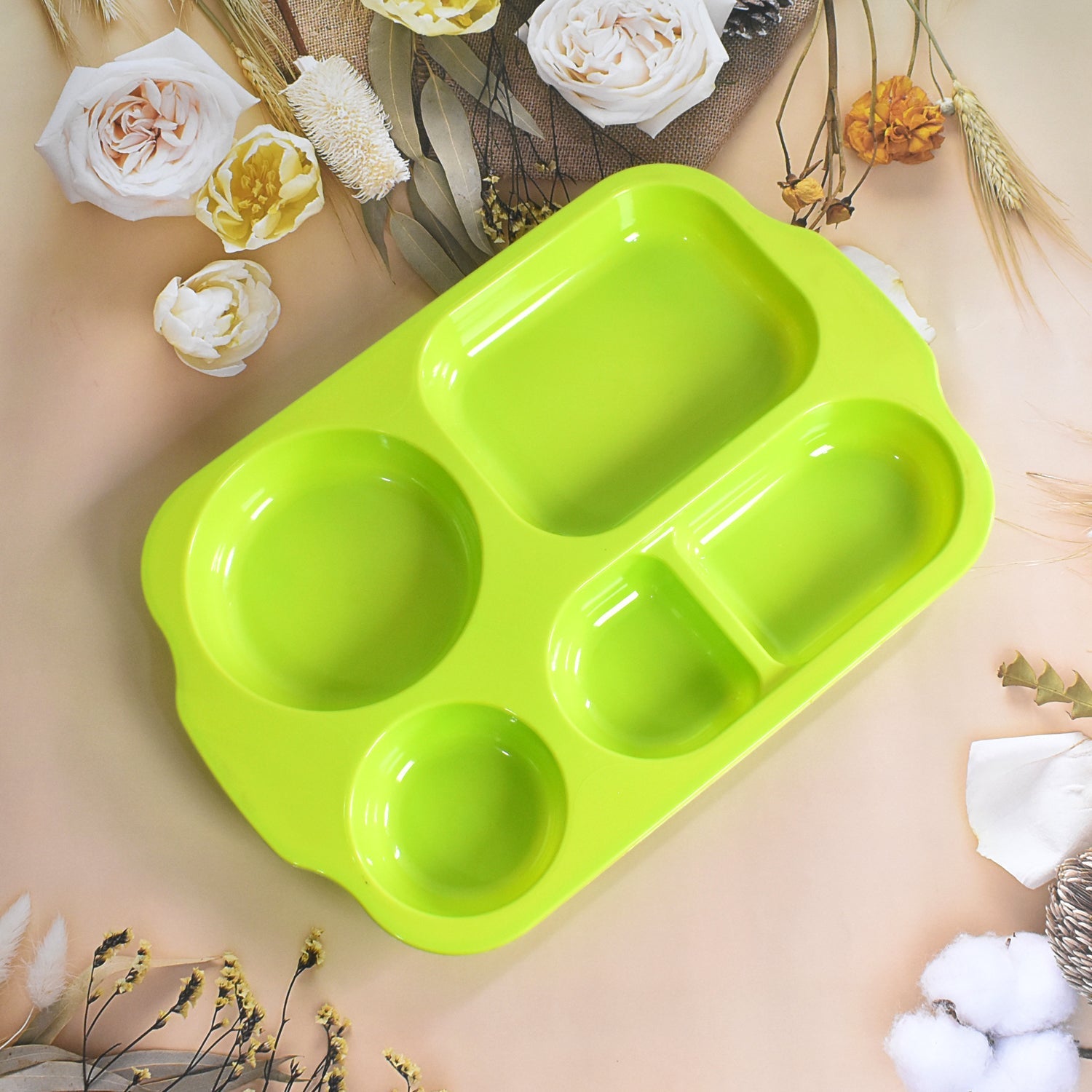 Unbreakable Plastic Food Plates / Biodegradable 5 Compartment Square Plate for Food - Shopmania Wholesale