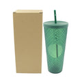 Cup with Straw &  LED Lighting Reusable Matte Studded Tumbler with Leak Proof Lid Water Cup Travel Mug Coffee Ice Water Bottle Double Walled Insulated Tumbler BPA Free (1 Pc) your brand