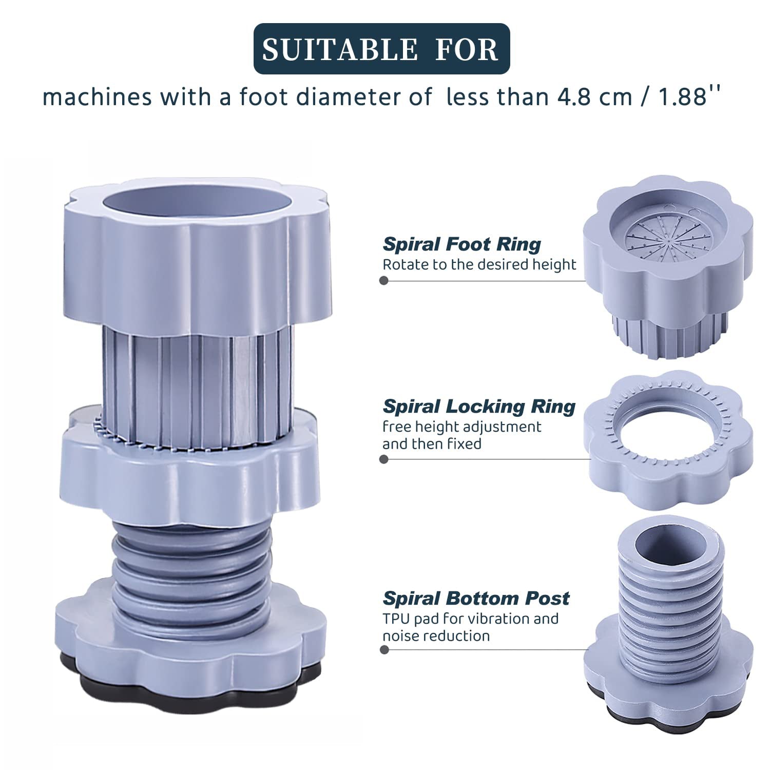 Washing machine support, anti vibration washing machine support adjustable washer anti vibrasion pads, washer & dryer pedestals, Washing Machine Accessory Anti- Skid Pad PVC Lifting Pad Non-Slip ( 4 Pc Set | 1Pc ) - Shopmania Wholesale