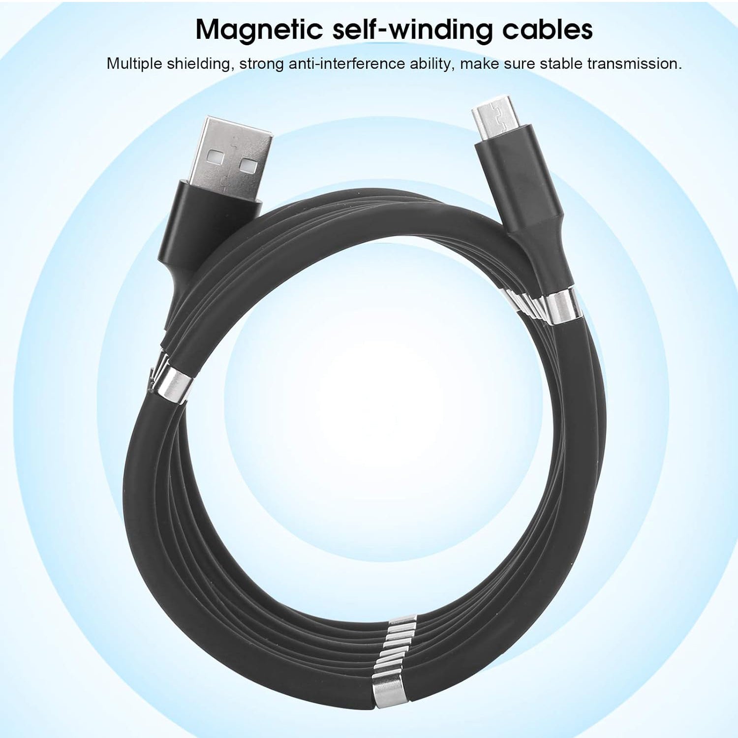 USB Cable, Charging Cable 3A Fast Charge and Sync Most Stunning Charging Cable, Magnetic Charging Cable Charging Cable for Phone (Compatible with (No More Messy Cables in Car & Home), (120 CM), ( Black), One Cable) - Shopmania Wholesale