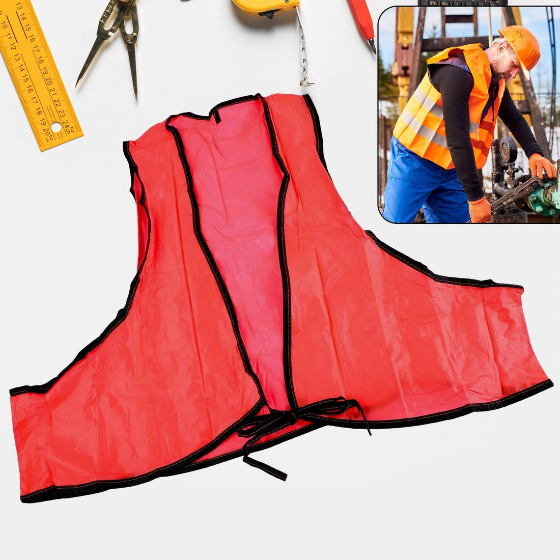 Economy Safety Vest, Soft Vinyl with Tie Closure for Identifying Staff and Volunteers Adult PVC Safety Vest High Visibility for Outdoor Operator your brand