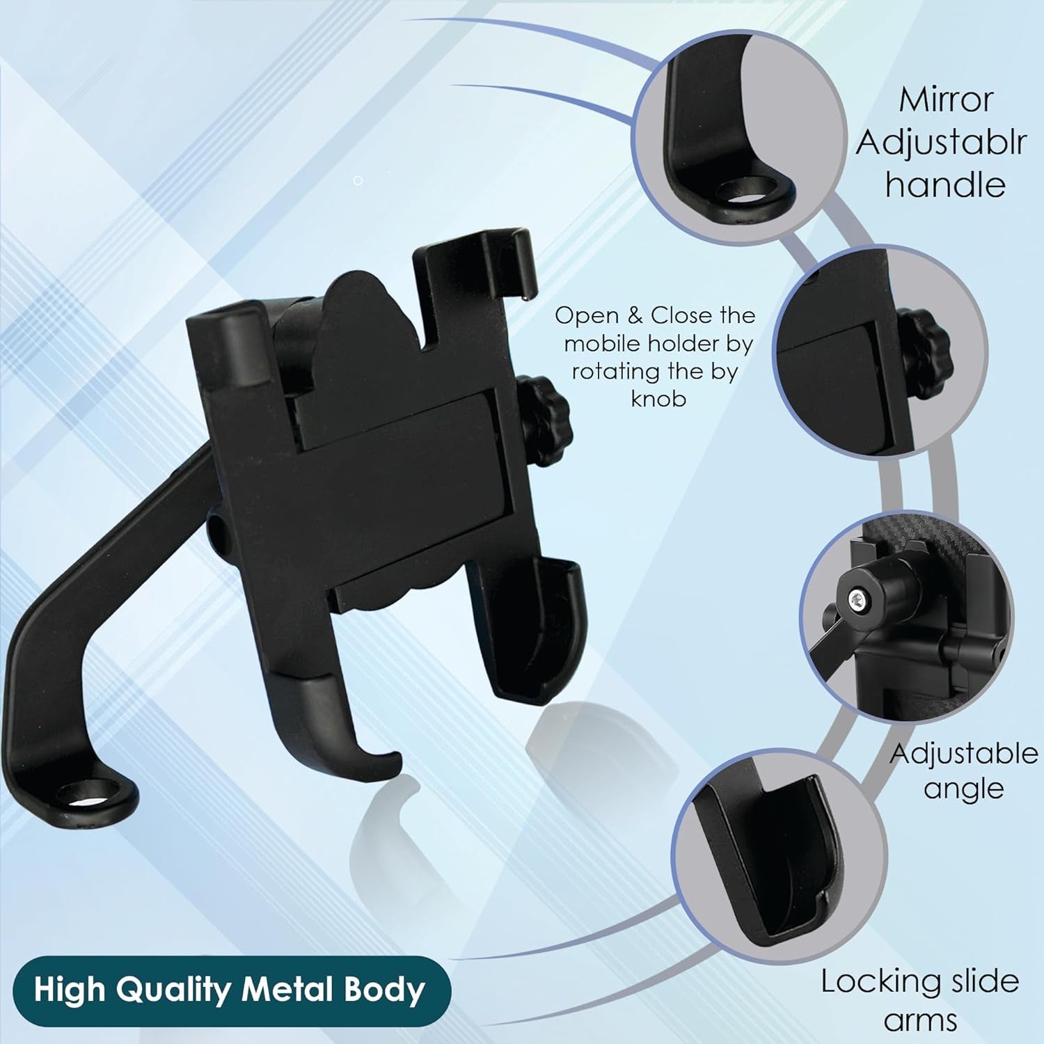 Full Metal Body Bike & Scooty 360 Degree Rotating Mobile Holder Stand for Bicycle, Motorcycle, Scooty for Maps and GPS Navigation Fits All Smartphones (1 Pc) - Shopmania Wholesale