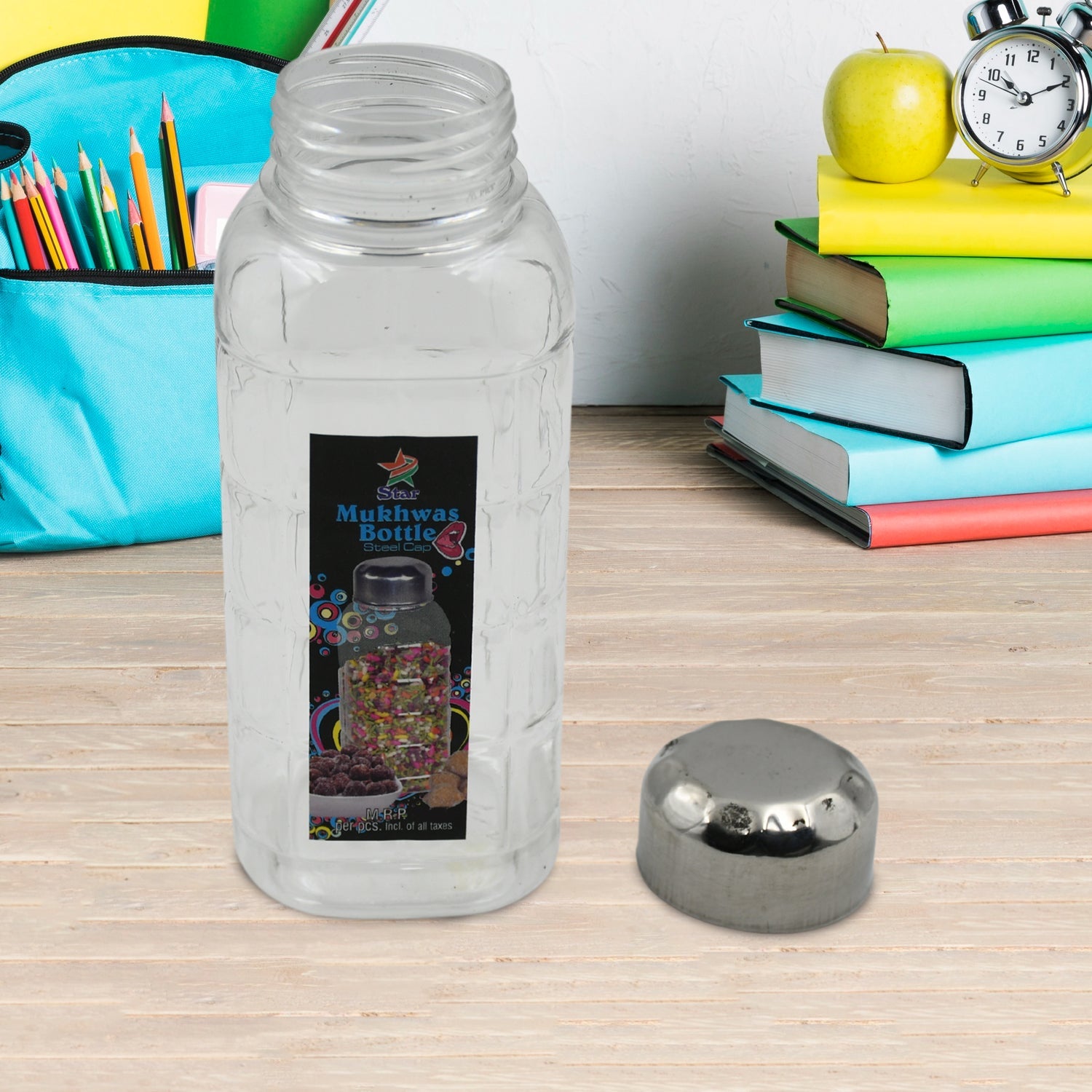 Plastic Transparent Mukhwas Bottle With Steel Cap / Mouth Freshener / Dryfruits Multipurpose Air Tight and BPA Free Kitchen Storage Bottle (1 Pc) - Shopmania Wholesale