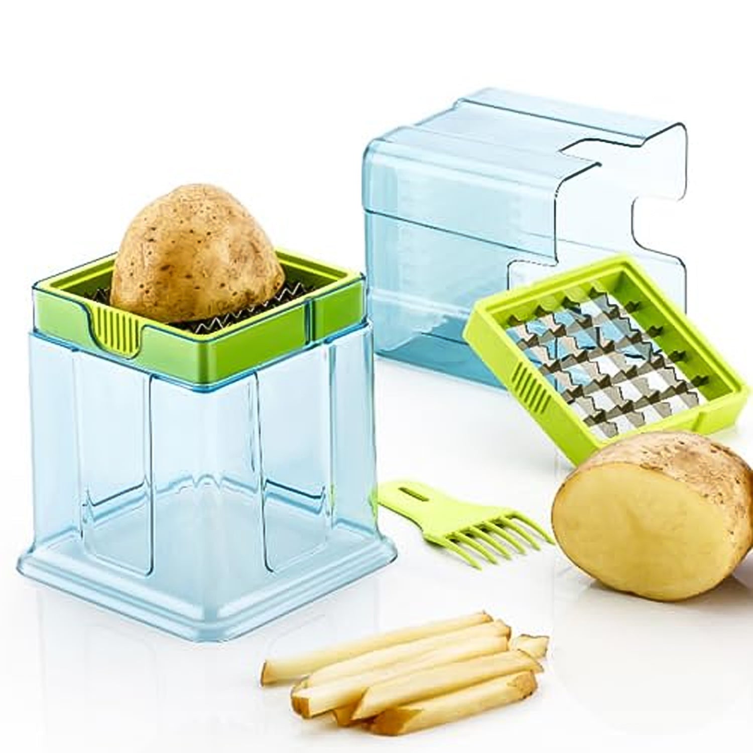 2 in 1 Potato Chipser / Slicer French Fries Maker Finger Chips | Plastic | Two Blades Finger Chips Cutter for Kitchen Accessory Vegetable Fruit Slicer (1 Pc)  - Shopmania Wholesale