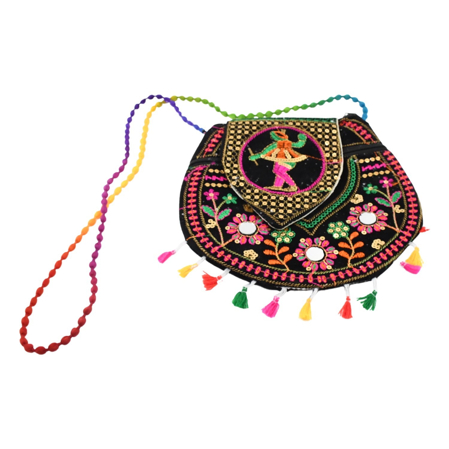 9 inch Handcrafted Cotton Embroidered Shoulder Bag for Girls & women (1 Pc) - Shopmania Wholesale