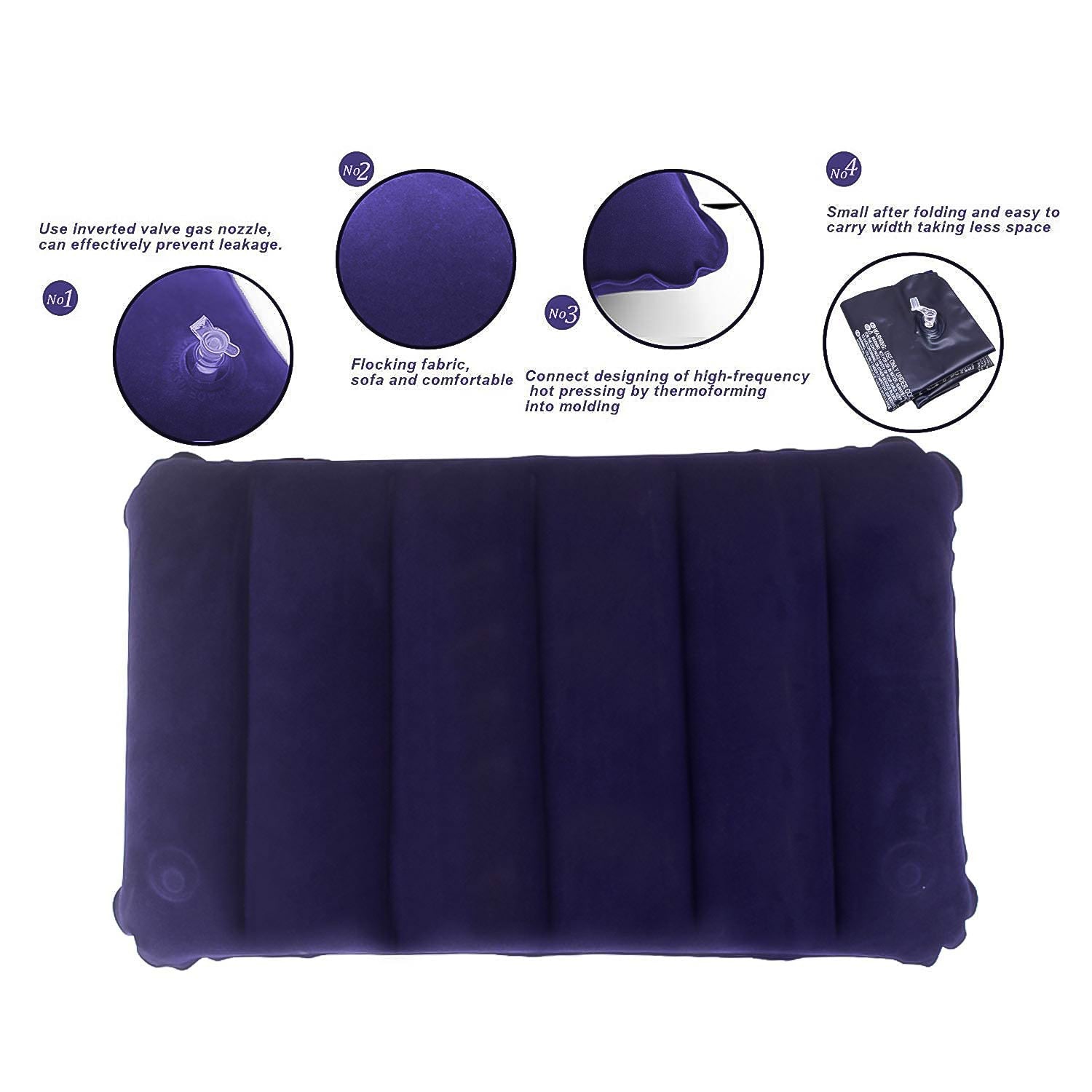 Velvet Air Inflatable Travel Pillow (Blue) - Shopmania Wholesale