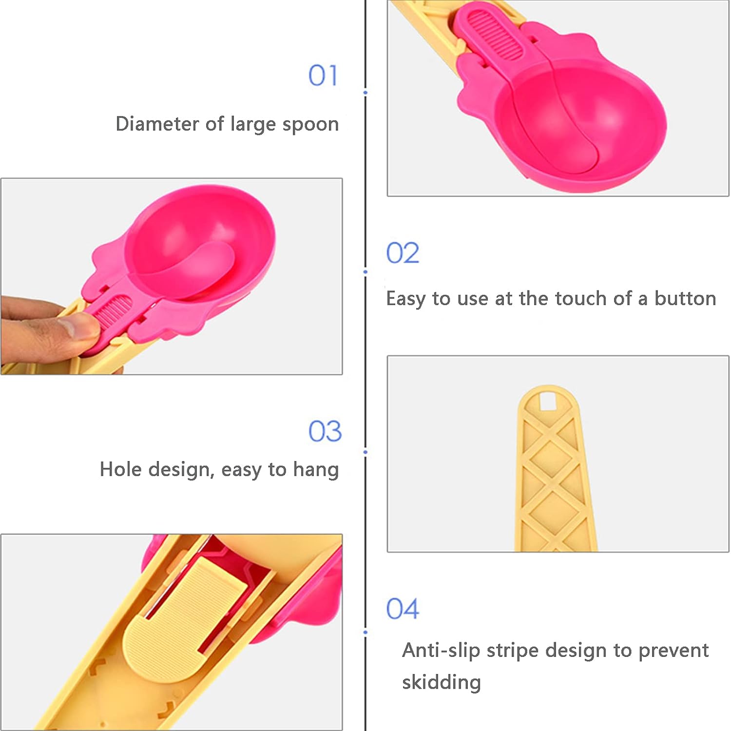 Ice Cream Spoons 2pcs Plastic Water Melon Scoopers with Trigger Dipper and Adults for Summer Party Ice Cream Scoop, Food Serving Spoon Kitchen Tools Ice Cream Digging Spoon Household Spoons Cupcake Spoons Aps Fruit Ball Player (2 Pc) your brand