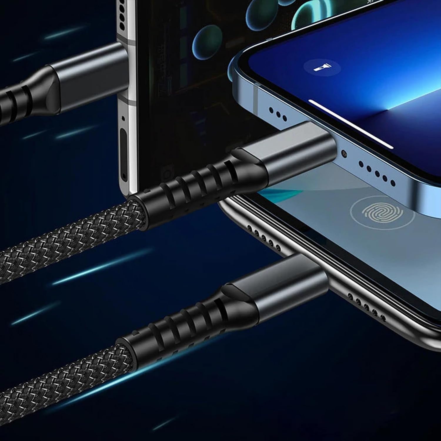 3-in-1 Super Fast Charging Cable 100w, Multifunctional Convenient Super Fast Charging Cable Nylon Braided Cord, 3-in-1 Silicone Zinc Alloy 3 Head Charging Cable your brand