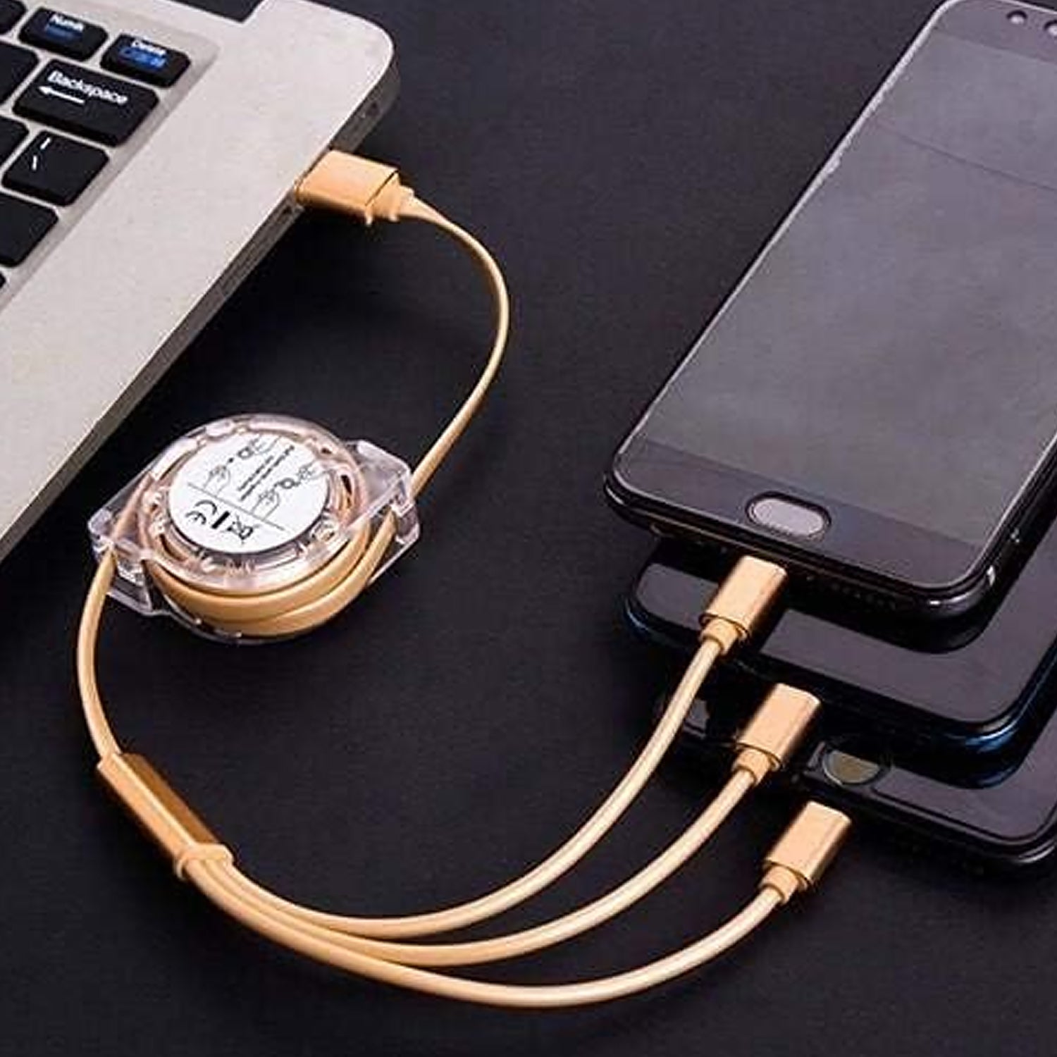 Retractable Charger Charging Cable, Micro USB Cable, 3 in 1, Multi Charging Cable, Compatible with Phone / Type C / Micro Android USB and Other Mobile Devices (1 Pc) your brand