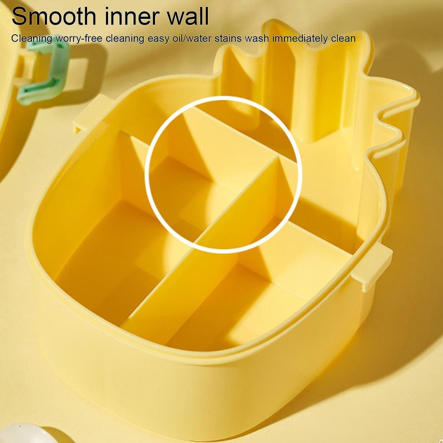 Kids Lunch Box Cute Pineapple Shaped Bento Box with Fork Spoon Snack Container Microwave Portable Office Lunch Box (1 Pc / With Spoon & Fork) your brand