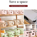 Adjustable shoe organizer slots, folding design for easy storage.
