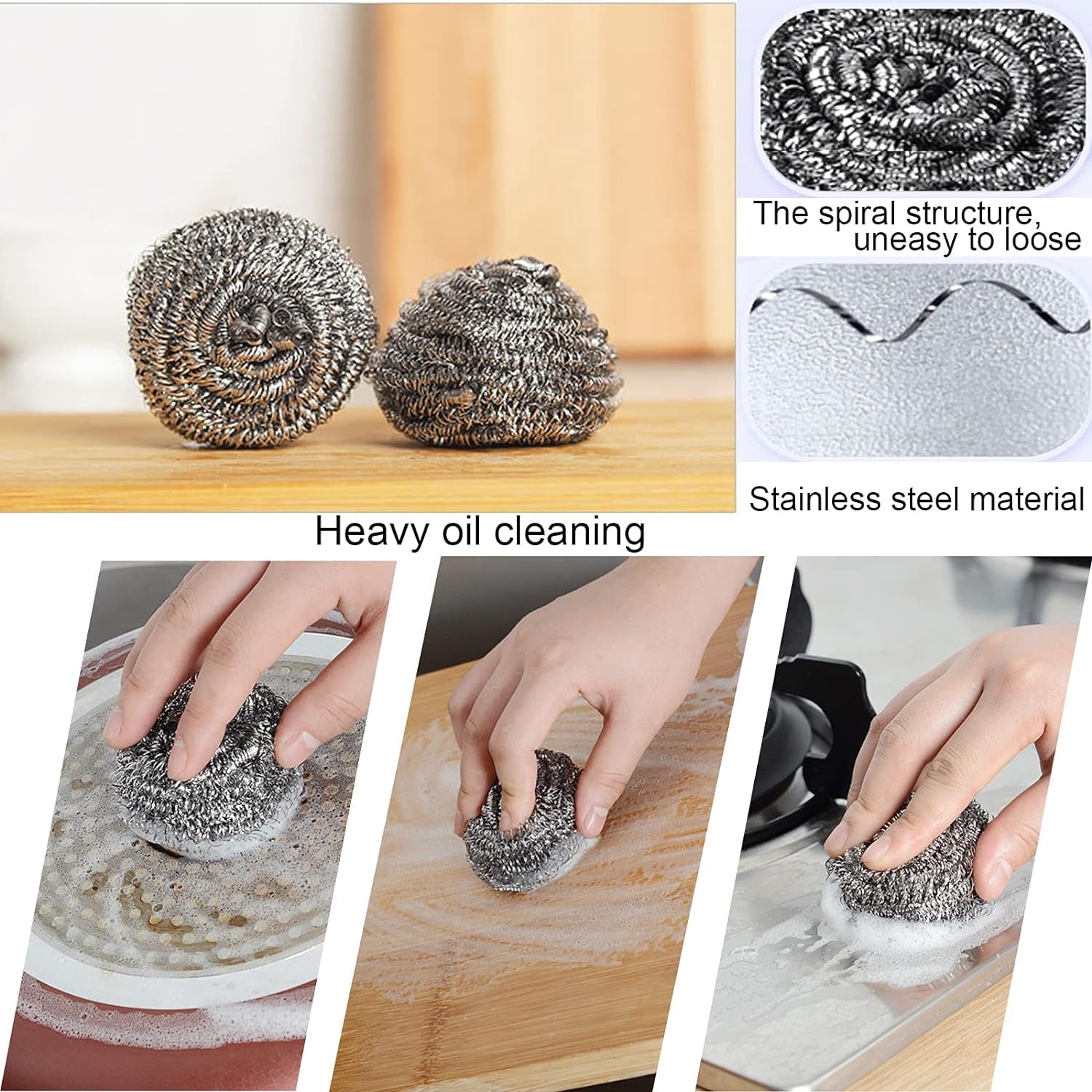 Kitchen Cleaning Tool Set Microfiber Kitchen Utensils High Performance Scouring Sponge Set Dish Sponge, Stainless Steel Scouring Pad (6 Pcs Set) - Shopmania Wholesale