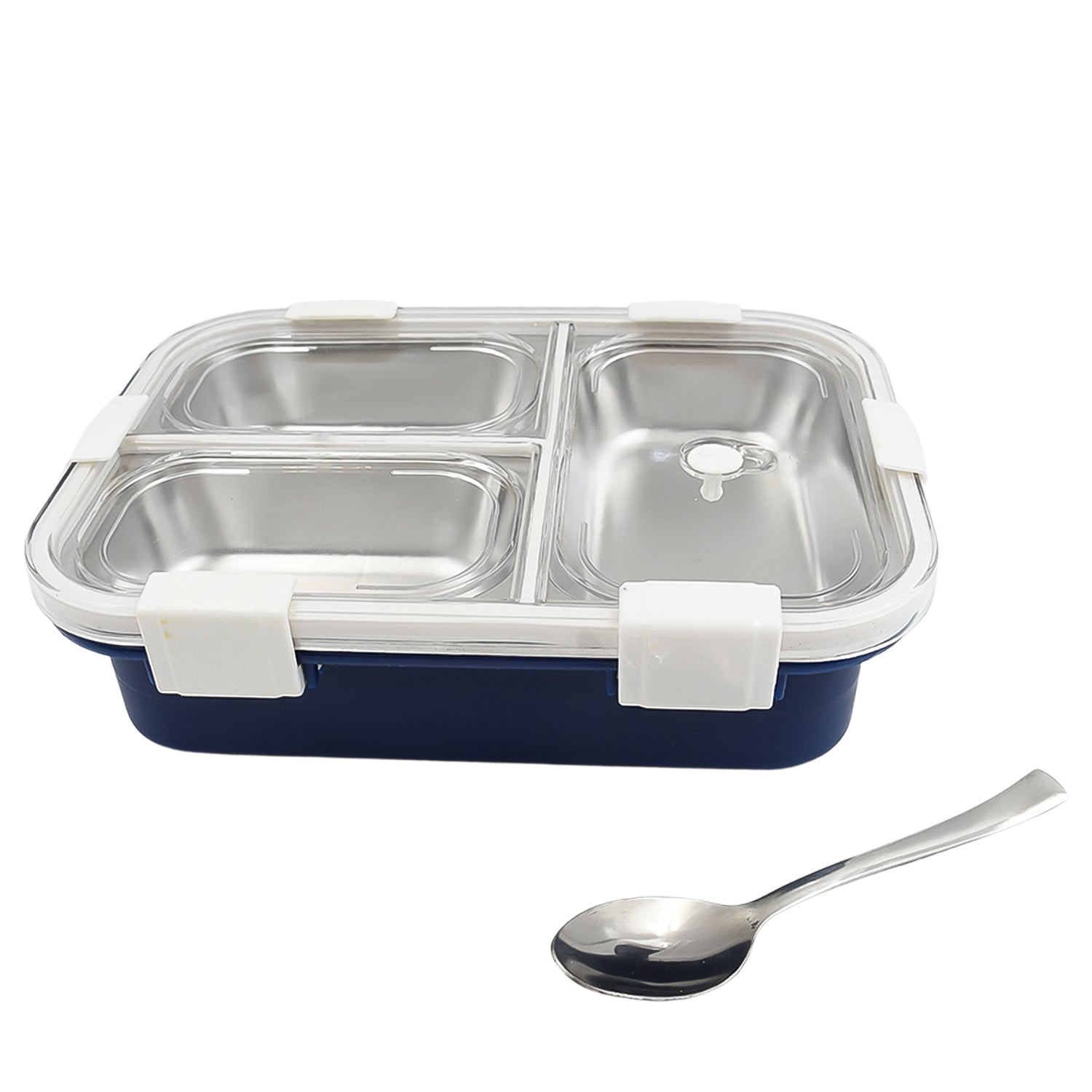 3 Compartment Transparent Stainless Steel Lunch Box for Kids, Tiffin Box, Lunch Box, Lunch Box for Kids, Insulated Lunch Box, Lunch Box for Office Women and Men, Stainless Steel Tiffin Box for Boys, Girls, School Office (Multi Color) - Shopmania Wholesale