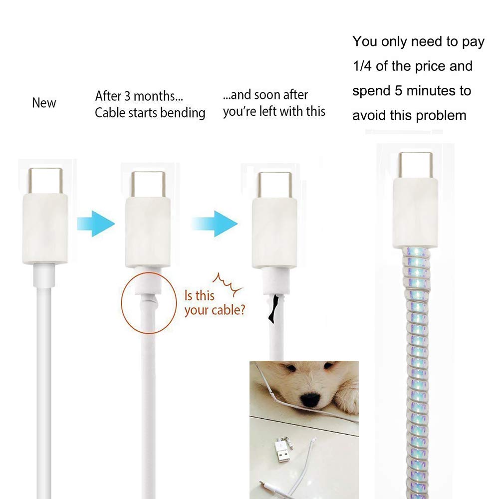 Metallic Finish Cable Spiral Protector / Wire Repair / Pet Cord Protector / Headphone Saver, Cable Wrap / Cover for Mac Charging Cable your brand