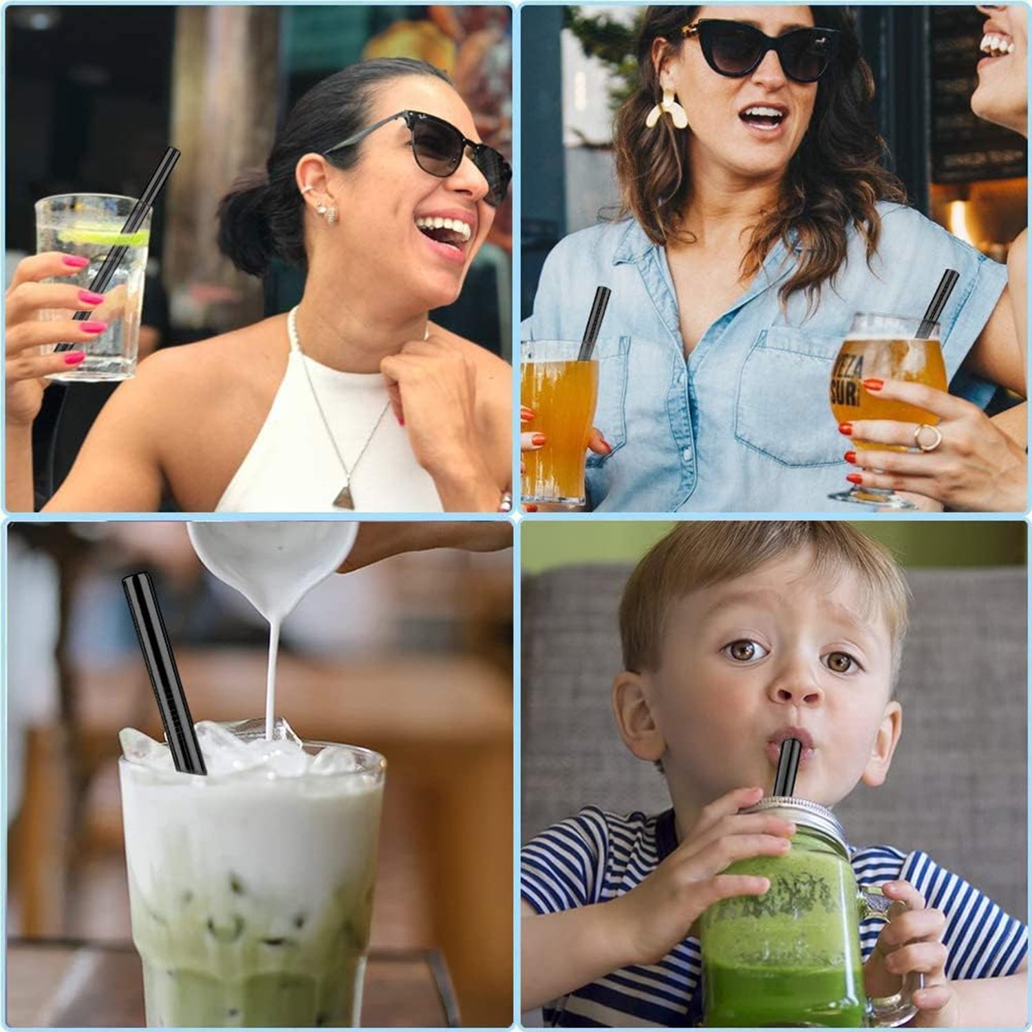 Reusable Stainless Steel Straw with cleaning Brush Long Drinking Straws for Coffee Tumbler Travel Mug Cup, Dishwasher Safe for Toddlers & Kids (5 Pcs Set) - Shopmania Wholesale