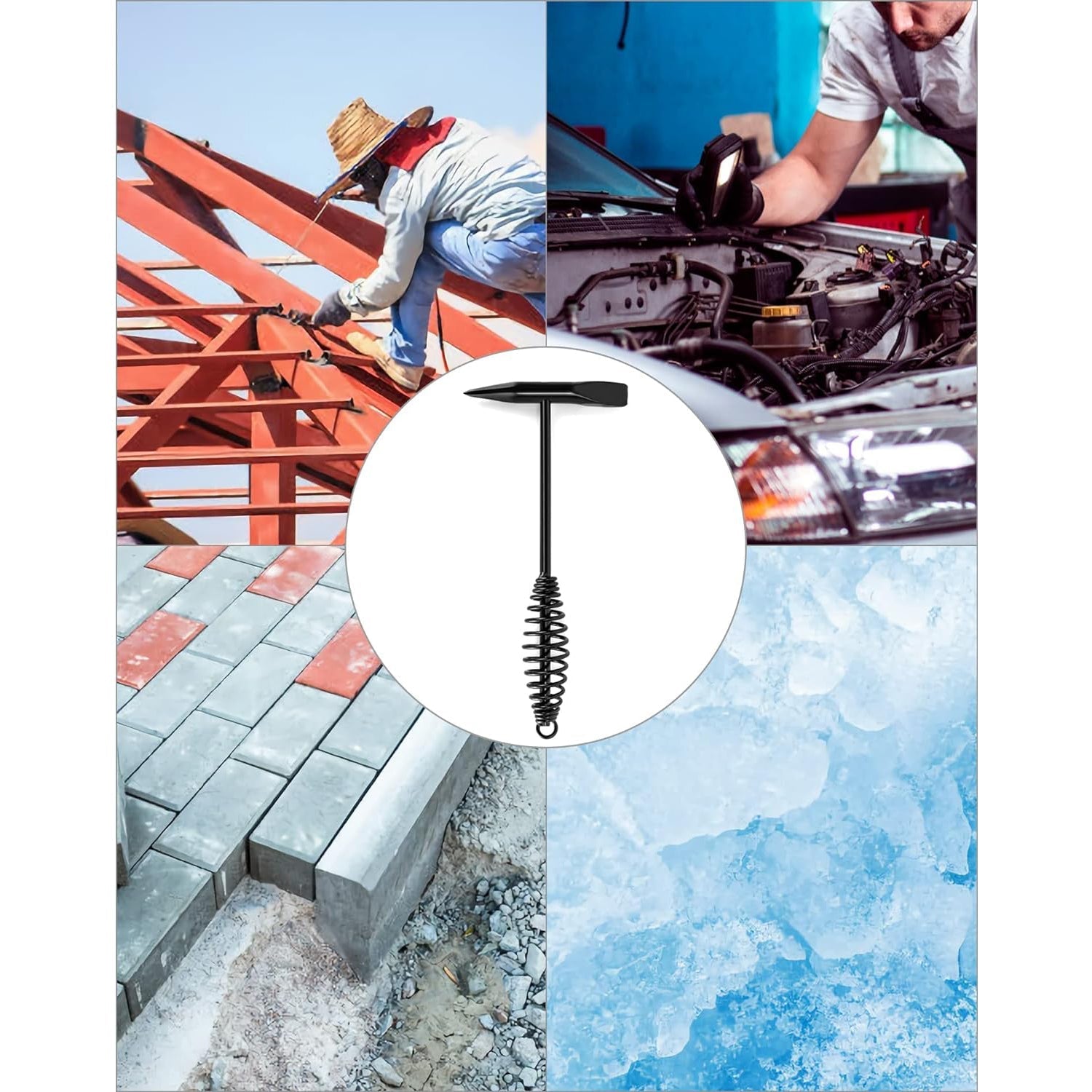 Welding Slag Removal Tool Chipping Hammer with Coil Spring Handle, Mufti Functional for Cleaning Removing Slag Industrial Weld Slag Spatter Removal Tool Welding Hammer, for Machinery Electrician (1 Pc ) your brand