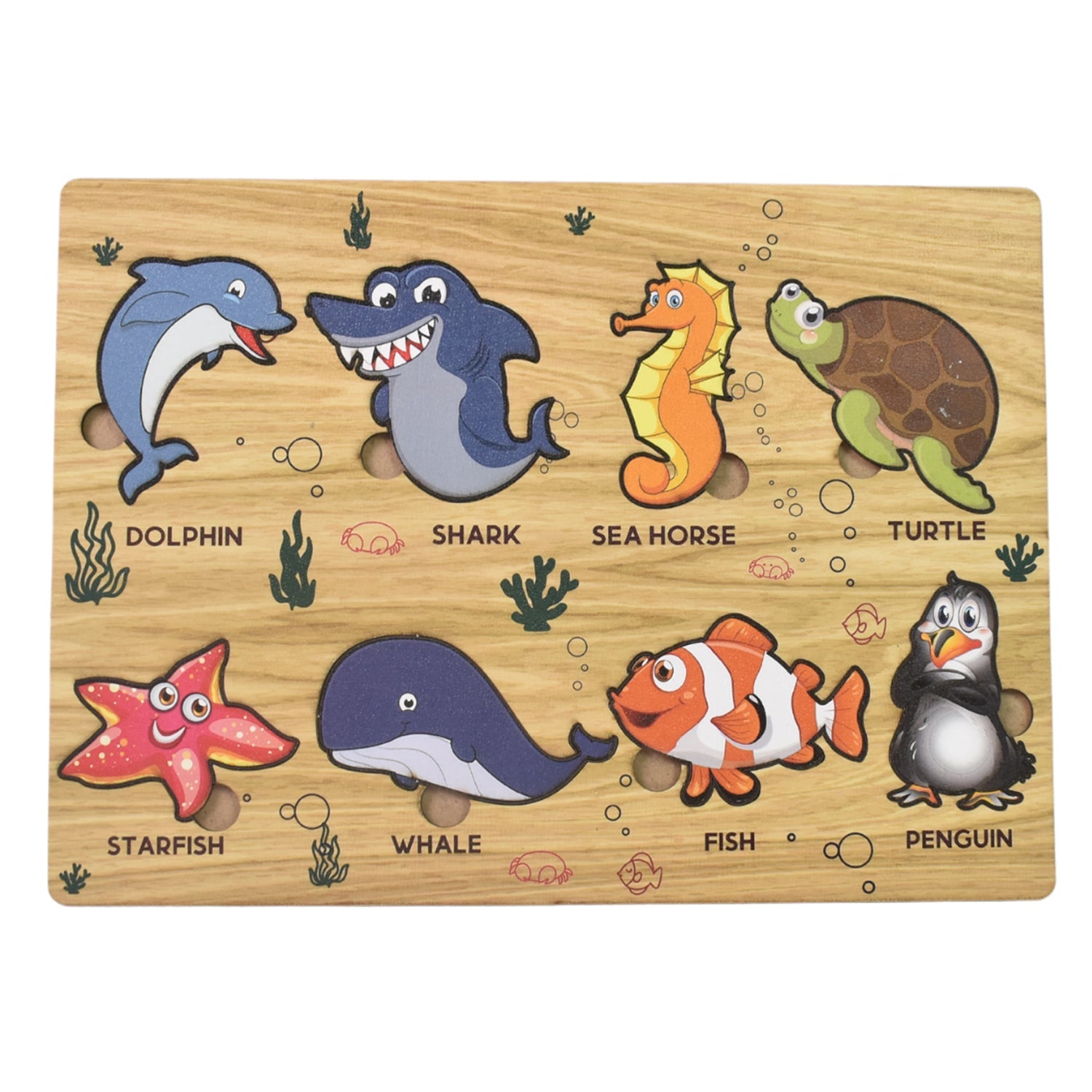 Lewo Wooden Sea Animal Puzzle Learning Board