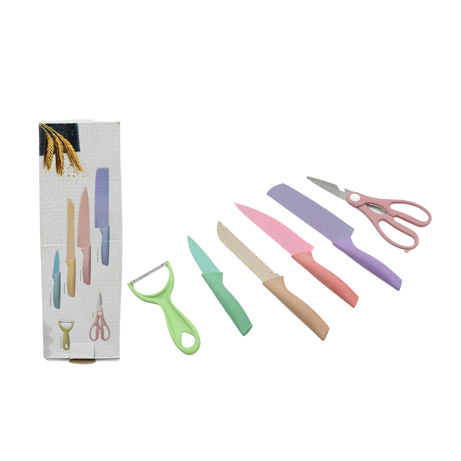 Corrugated 6Pc Kitchen Knife Set Professional Box Knife Set 6 Piece Forged Kitchen Knives with Box. your brand