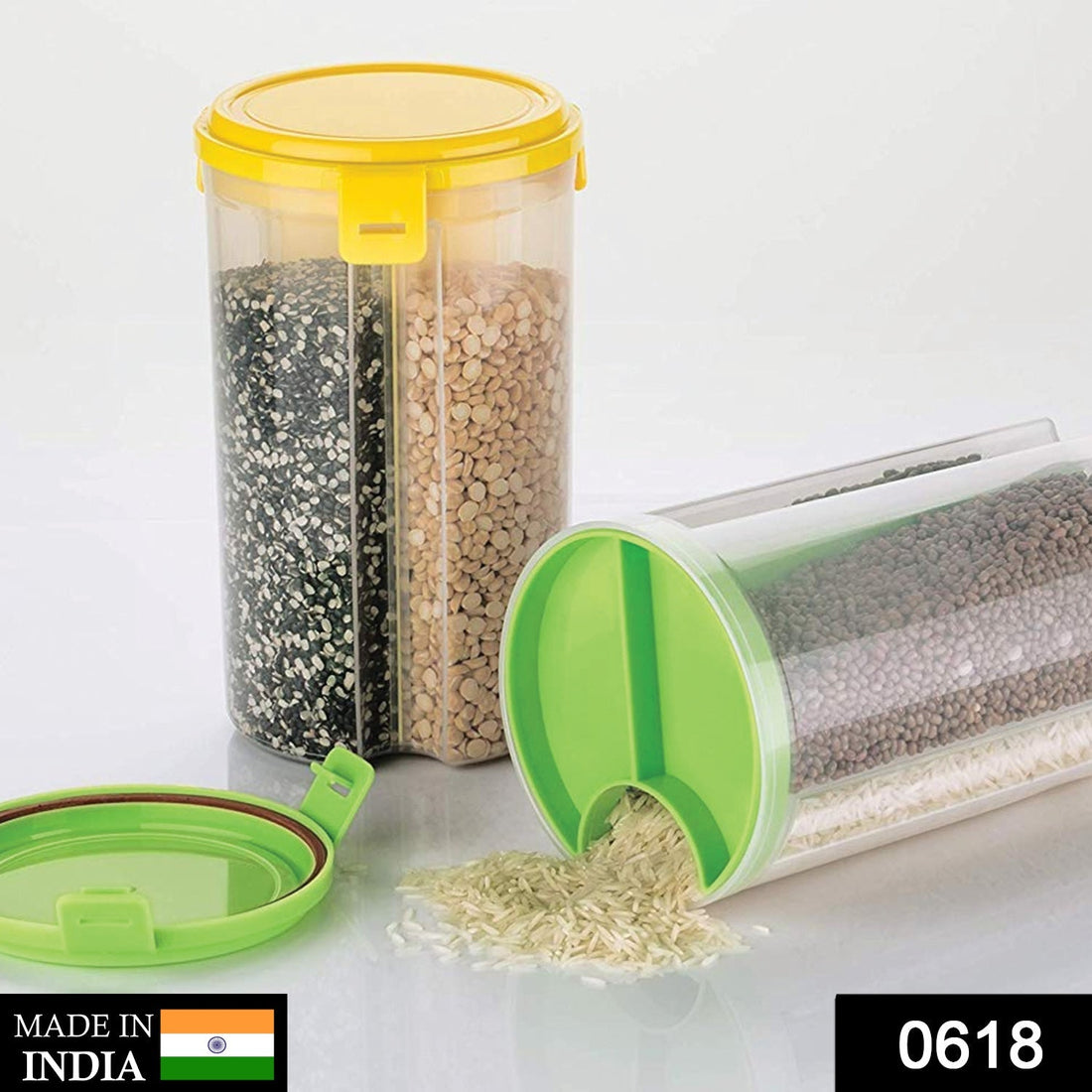 3-in-1 transparent airtight storage container with multiple compartments.
