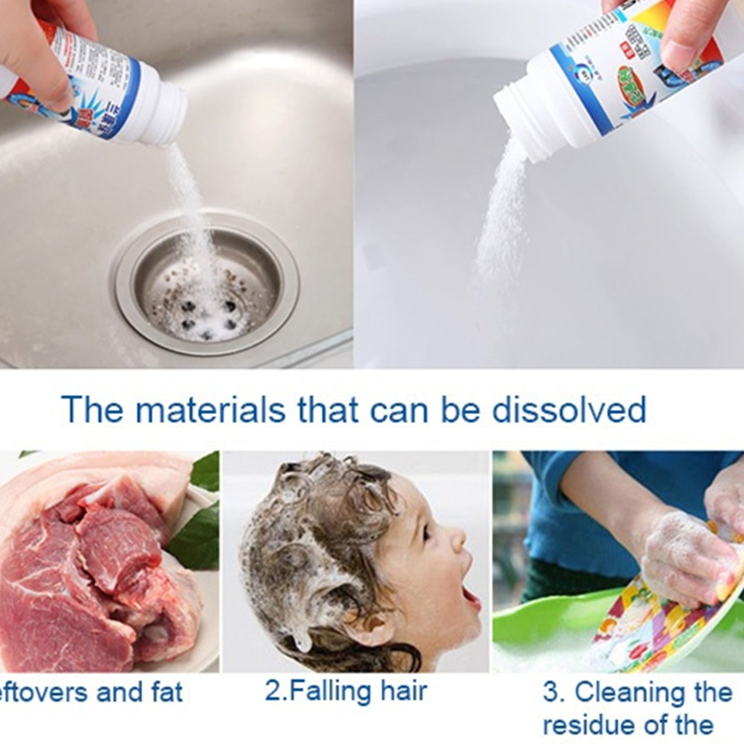 POWERFUL SINK AND DRAIN CLEANER, PORTABLE POWDER CLEANING TOOL SUPER CLOG REMOVER CHEMICAL POWDER AGENT your brand