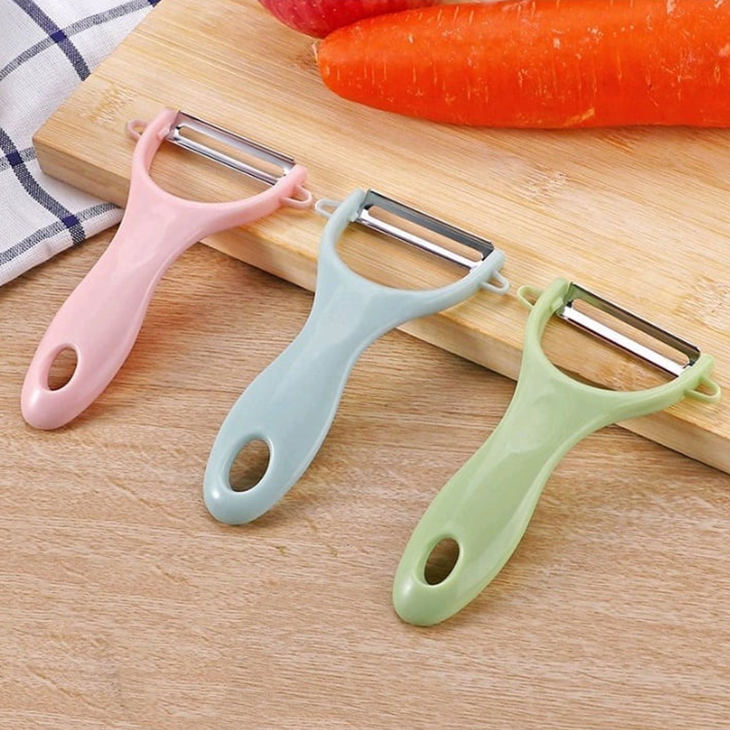 Plastic Kitchen Peeler - Green & Classic Stainless Steel 3-Piece Knife Set Combo your brand