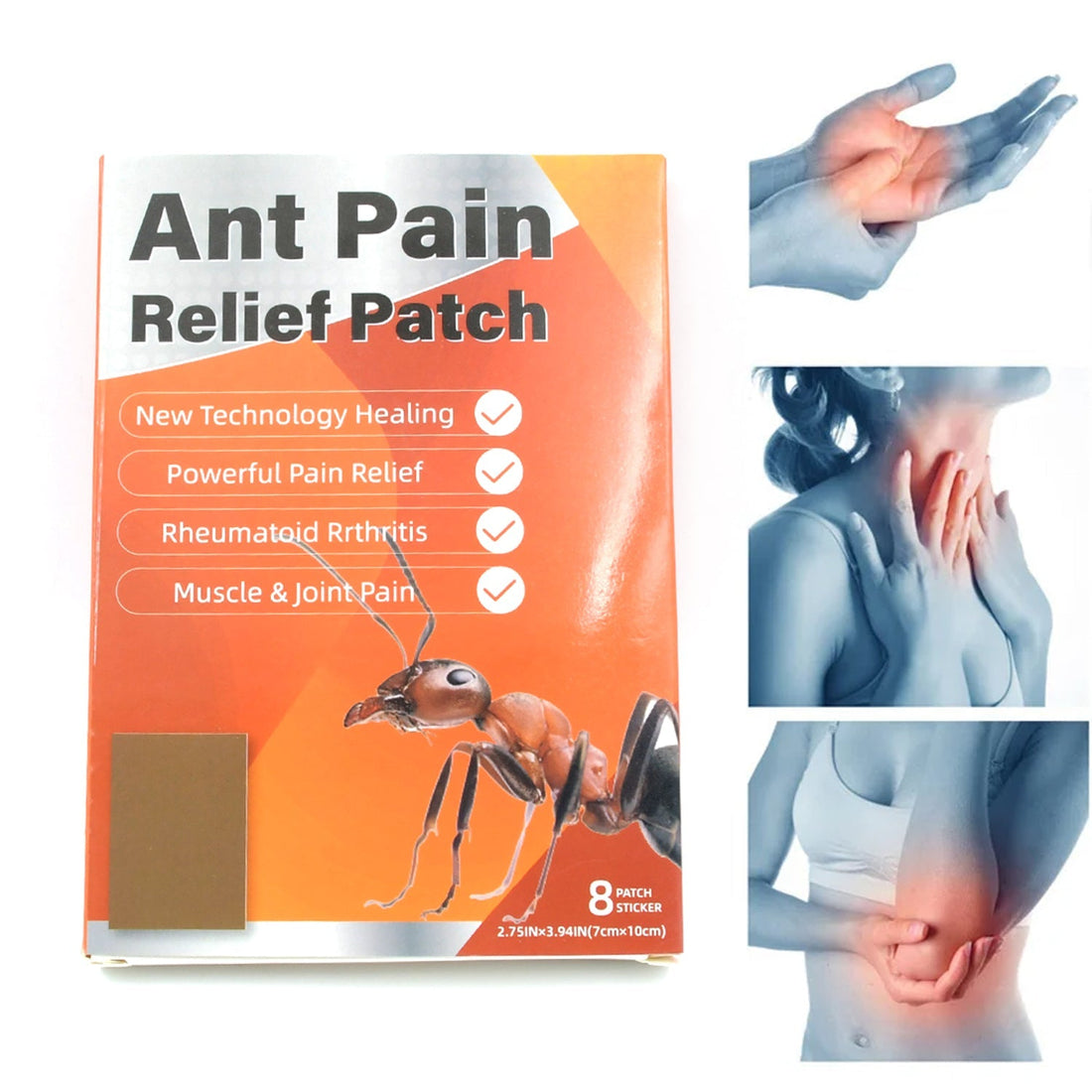 Ant Pain Relief Patch - Pack of 8 Patches | Instant Relief from Muscular Pain & Joint Pain| Natural Pain Relief Patches | Powerful Pain Relief, No Side Effects your brand