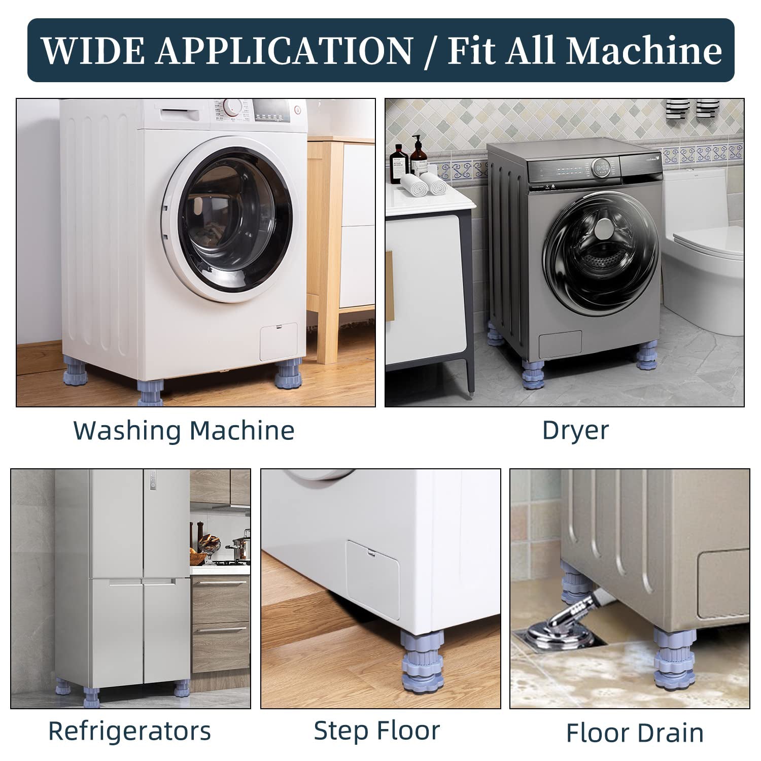 Washing machine support, anti vibration washing machine support adjustable washer anti vibrasion pads, washer & dryer pedestals, Washing Machine Accessory Anti- Skid Pad PVC Lifting Pad Non-Slip ( 4 Pc Set | 1Pc ) - Shopmania Wholesale