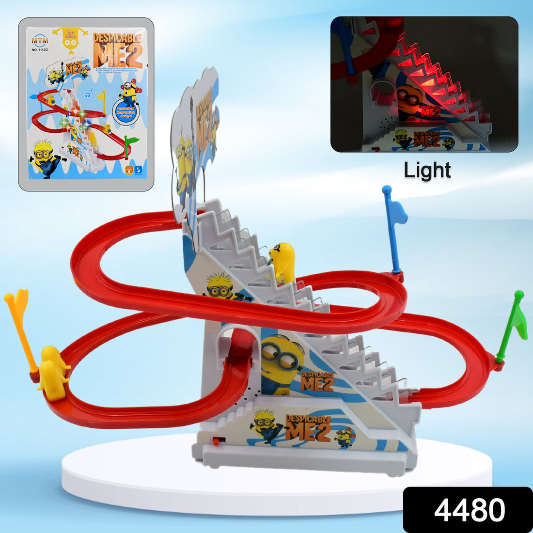 Toy duck roller coaster with flashing lights and music