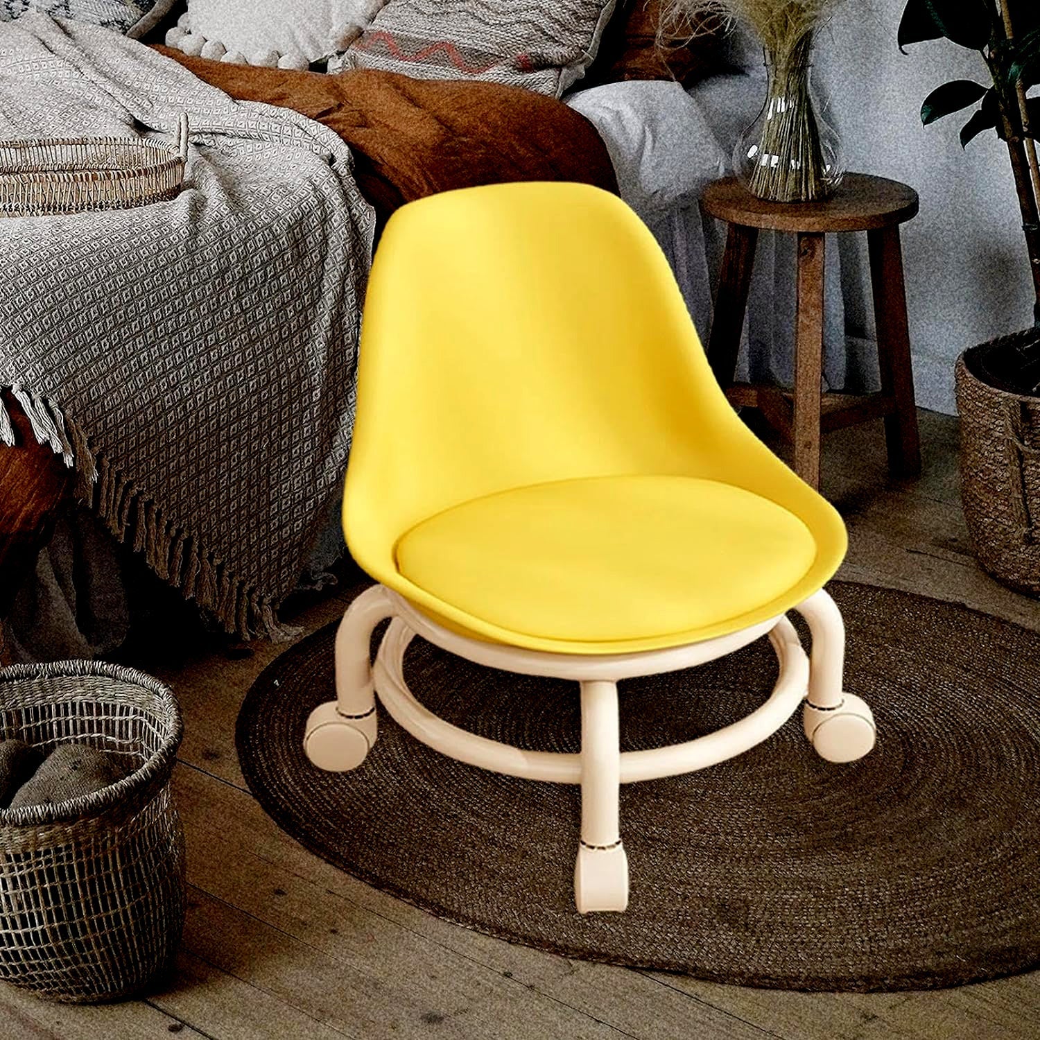 Low Round Rolling Stool with Wheels Pedicure Stool for Fitness Office Garage | Home & Garden | Furniture | Benches, Stools Multi-color (1 pc) - Shopmania Wholesale