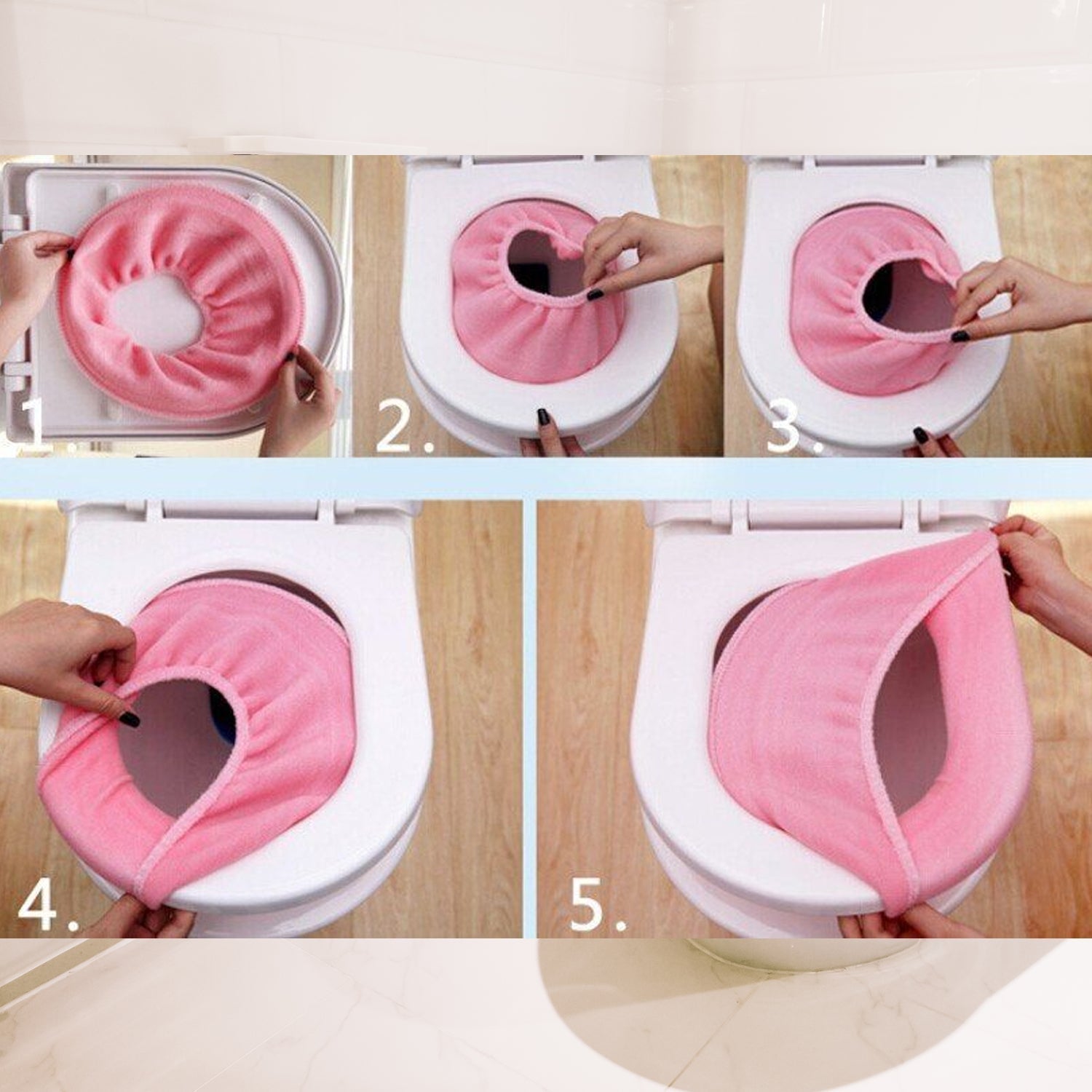 Bathroom Soft Thicker Warmer Stretchable Washable Cloth Toilet Seat Cover (1pc) your brand