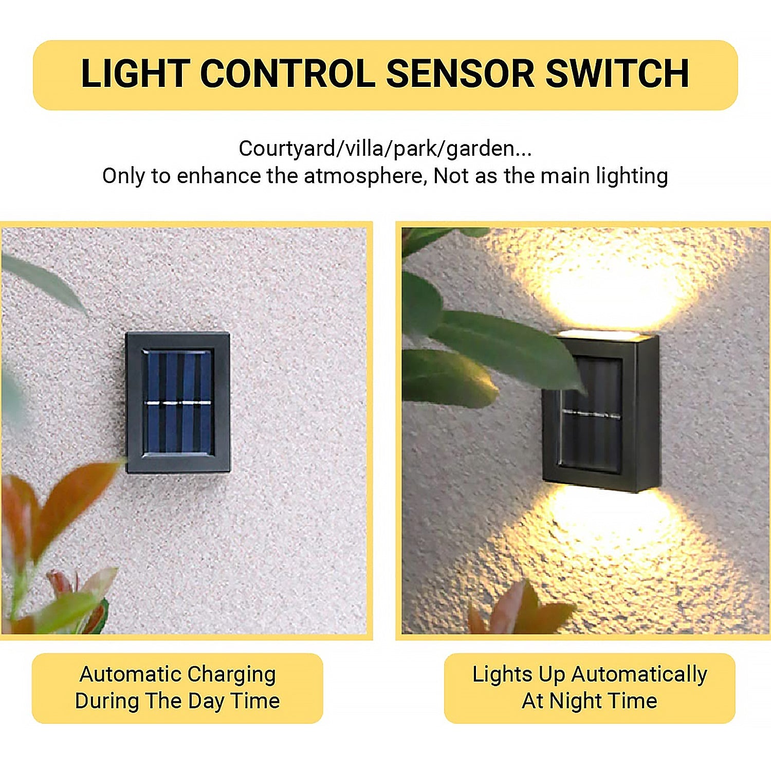 Solar Wall Lights Small Fence Lights Solar Powered Up Down LED Porch Light Garden Lights Outdoor Solar Landscape Lights WaterProof Light (1 Pc) - Shopmania Wholesale