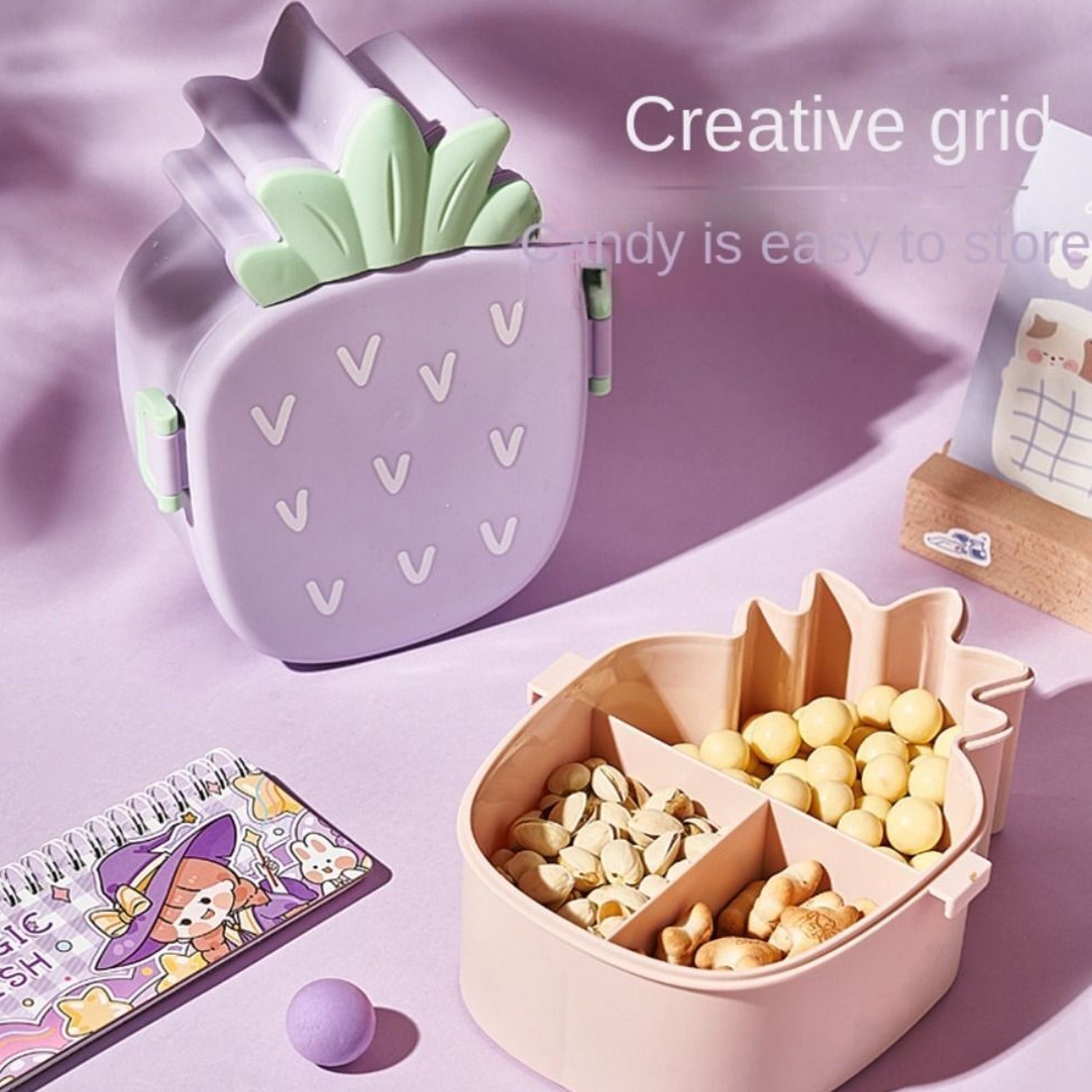 Kids Lunch Box Cute Pineapple Shaped Bento Box with Fork Spoon Snack Container Microwave Portable Office Lunch Box (1 Pc / With Spoon & Fork) your brand