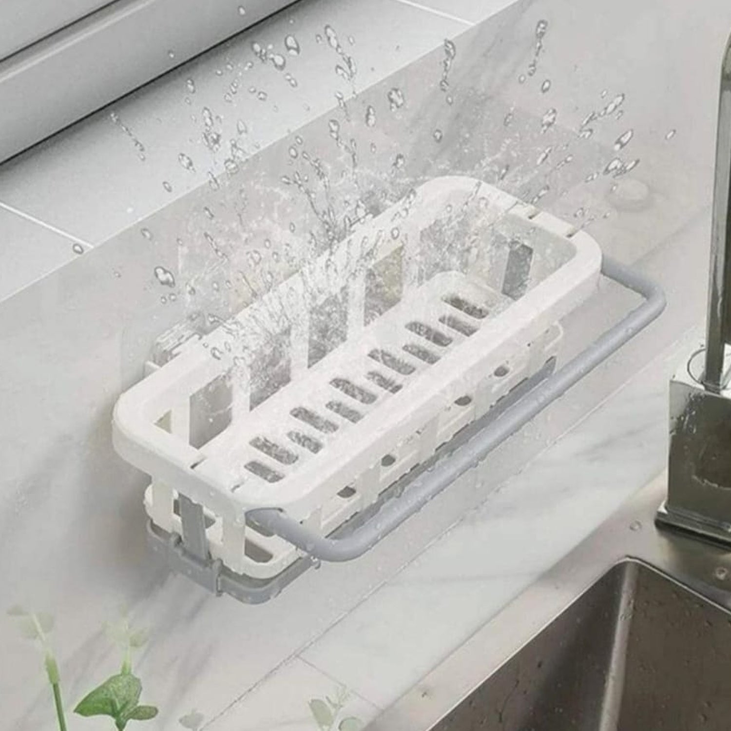 Multipurpose Platic Hanging Drain Rack Retractable Sponge Storage Hanging Rack With Adhesive Hook for Kitchen and Bathroom Dishcloth Holders Basket Drying Tray Organizer - Shopmania Wholesale