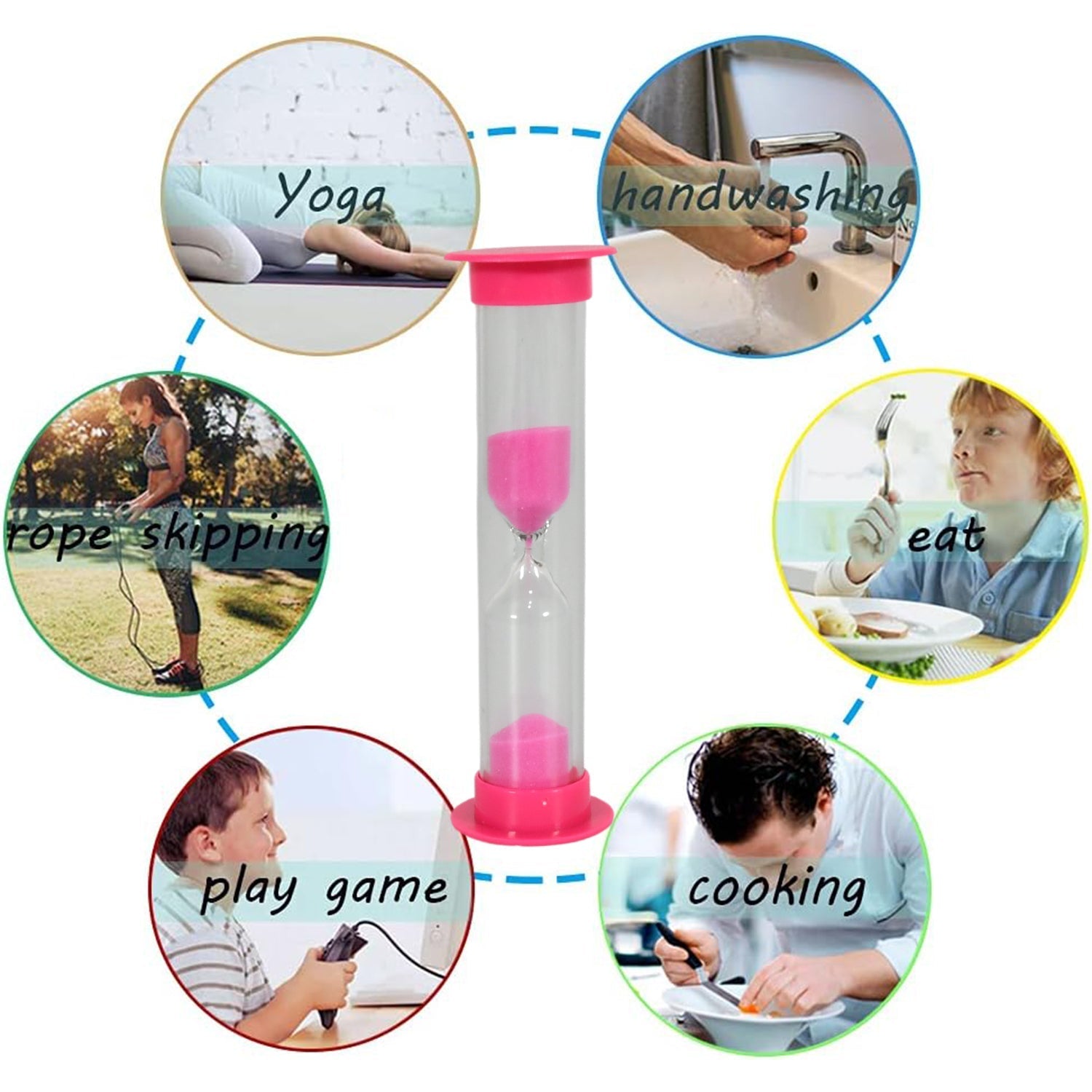 Sand Timer Plastic Hourglass, Sand Glass Toy Sand Clock for Kitchen, Office, School and Brushing Teeth for Bathroom Timer Clock Children Hourglass Sand glass Toothbrush Household Sand Clock (3 Min Approx / 5 pc) your brand