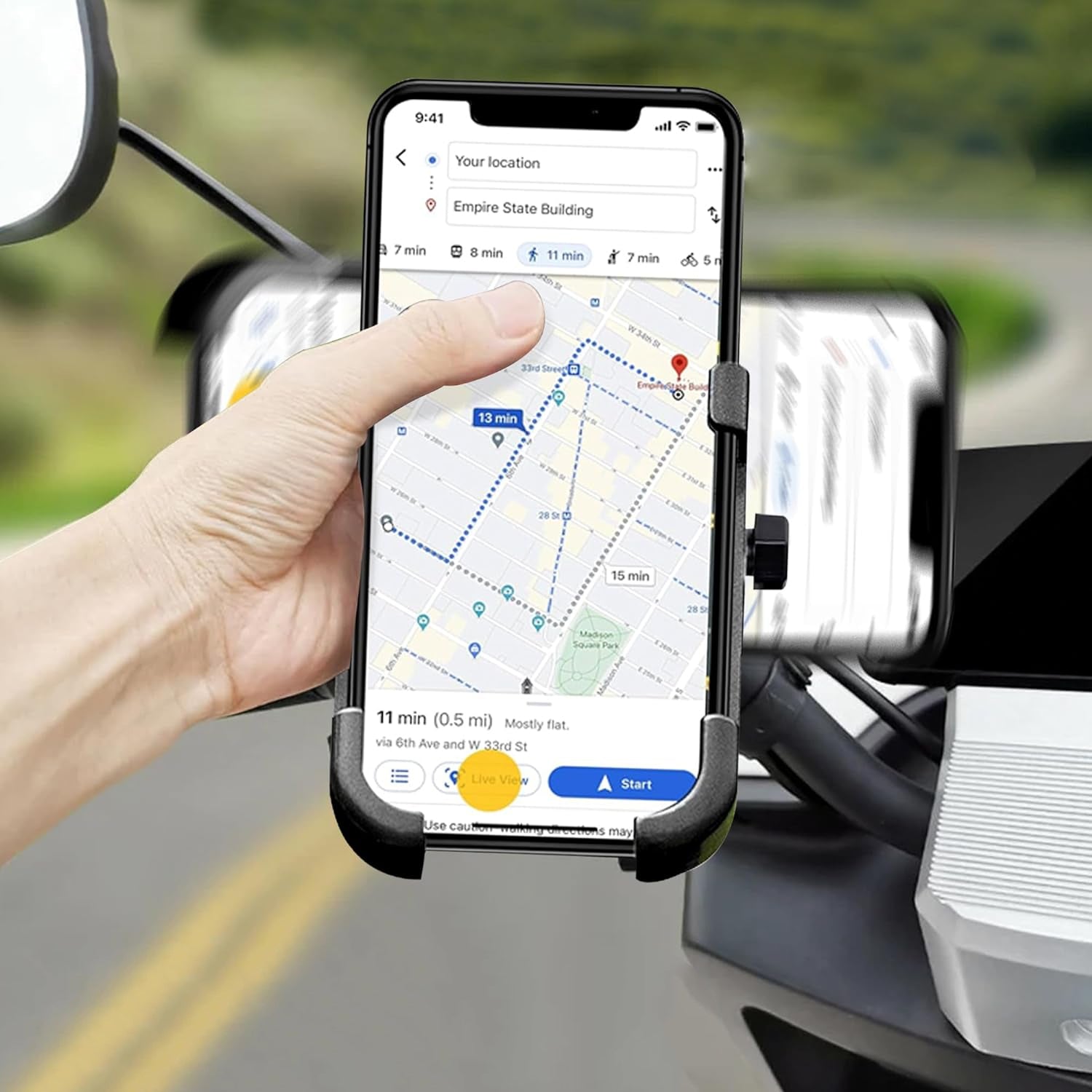 Full Metal Body Bike & Scooty 360 Degree Rotating Mobile Holder Stand for Bicycle, Motorcycle, Scooty for Maps and GPS Navigation Fits All Smartphones (1 Pc) - Shopmania Wholesale