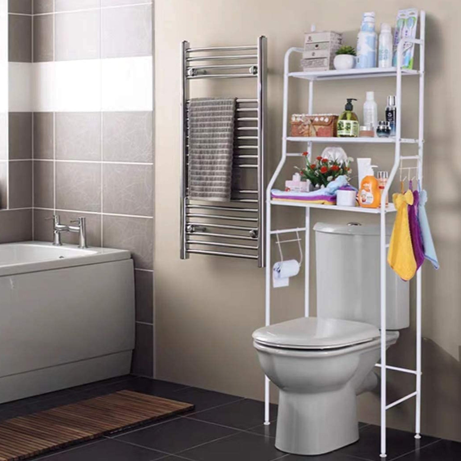 Multi-Layer The Toilet Storage Rack Metal | Bathroom Shelf Space Saving Organizer for Laundry Room Wash Basin Floor Stand - Shopmania Wholesale