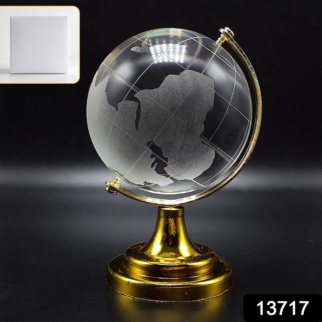 Crystal Globe / World Map 50 mm with Golden Stand