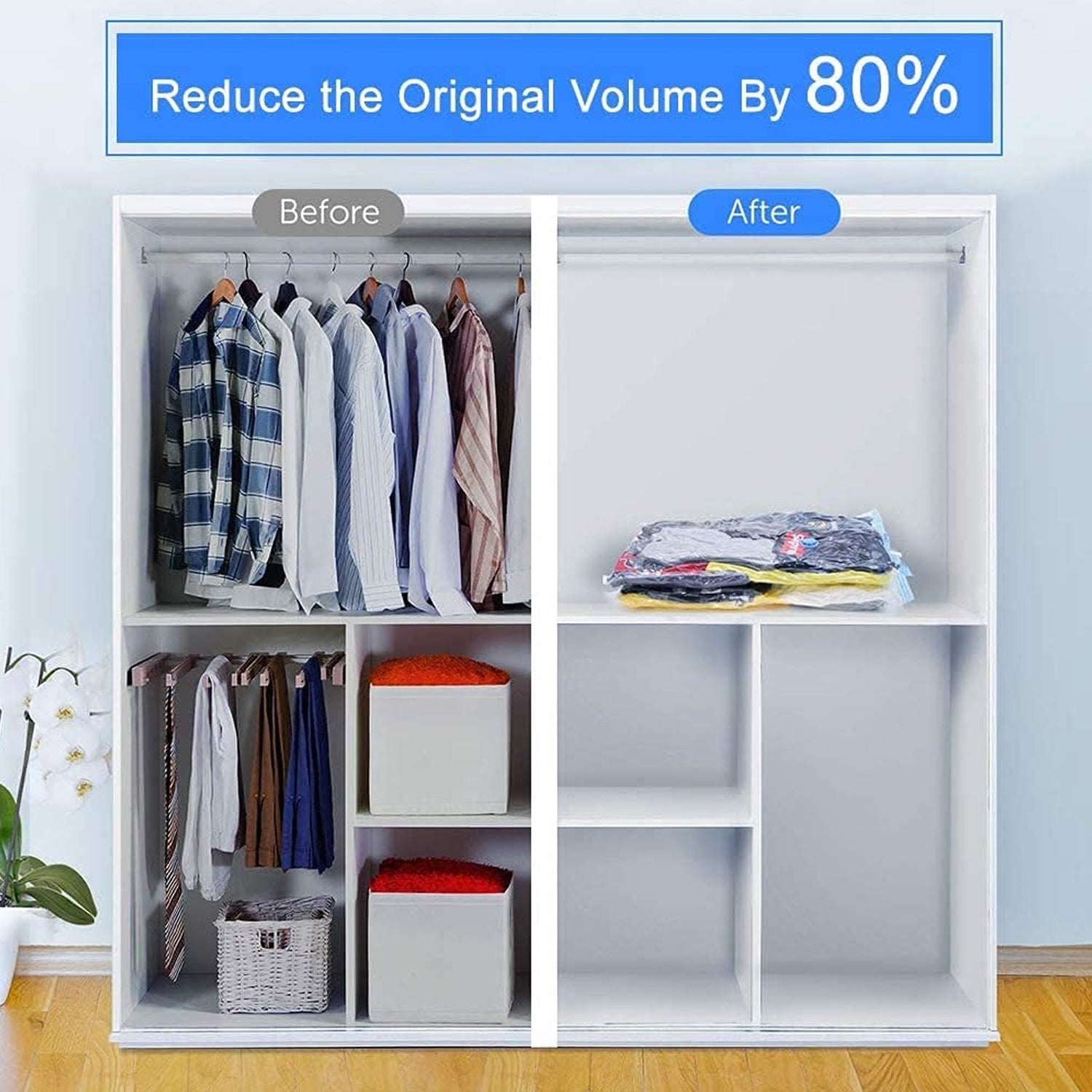 Vacuum Storage Bags with Suction Pump & Shirt clips - Vacuum Bags - Big Capacity Vacuum Seal Bags for Travel Clothes Blankets Pillows, Compression Bags | Space Saver Vacuum Storage Bags (5 Pcs Set) - Shopmania Wholesale